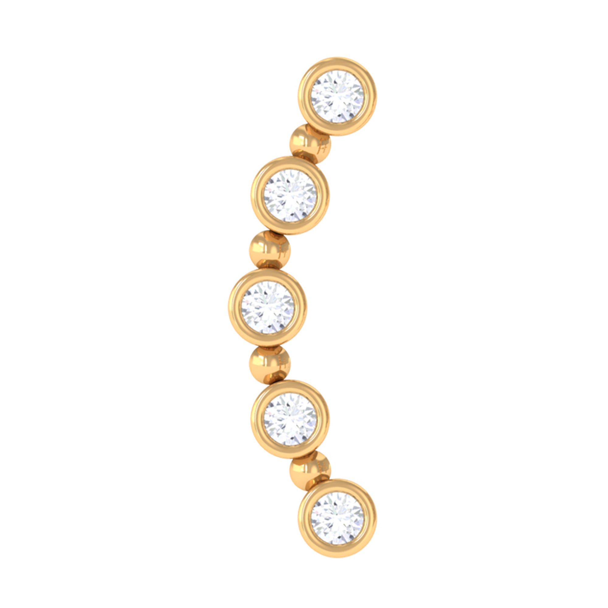 Round Moissanite Curved Climber Earring in Bezel Setting D-VS1 - Rosec Jewels
