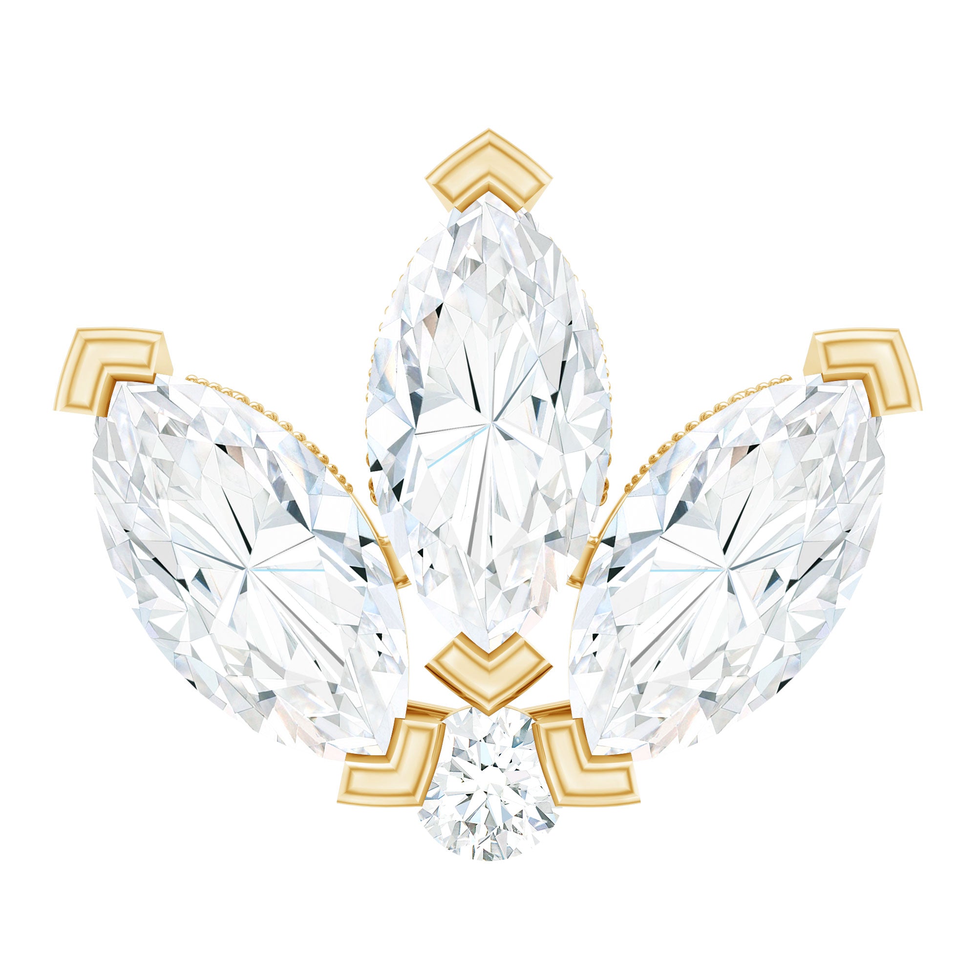 Marquise Diamond Lotus Earring for Cartilage Piercing Natural - ( HI-SI ) - Rosec Jewels