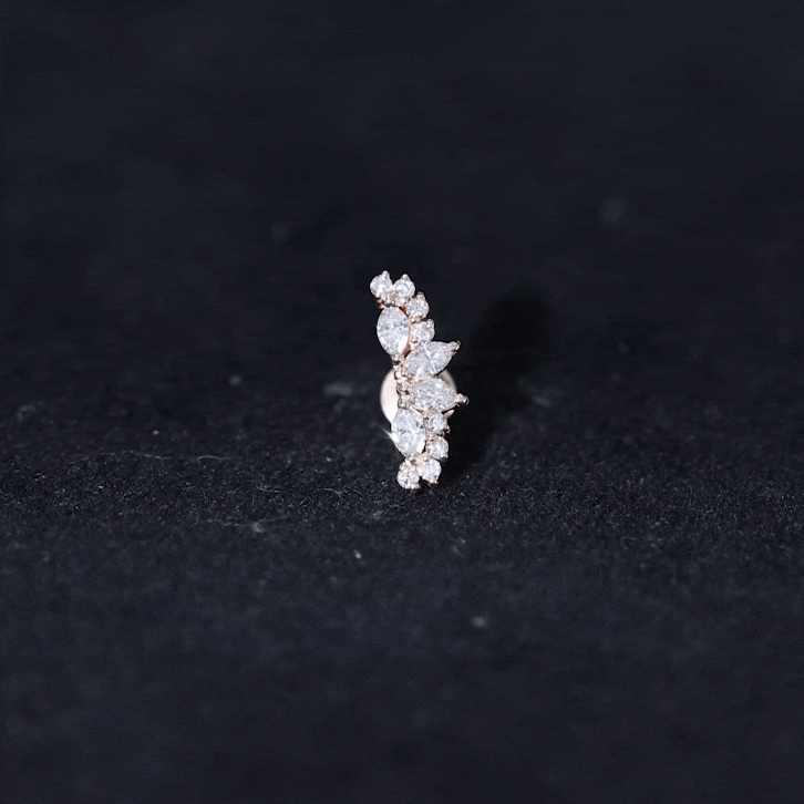 Natural Diamond Crawler Earring for Helix Piercing Diamond - ( HI-SI ) - Color and Clarity - Rosec Jewels