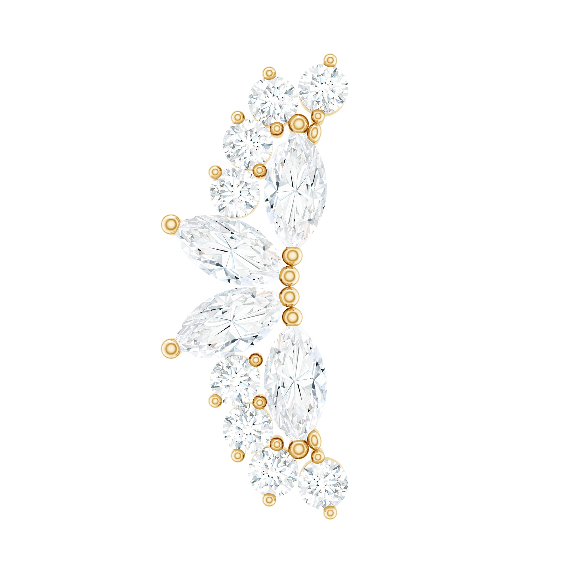 Unique Diamond Crawler Earring for Cartilage Piercing