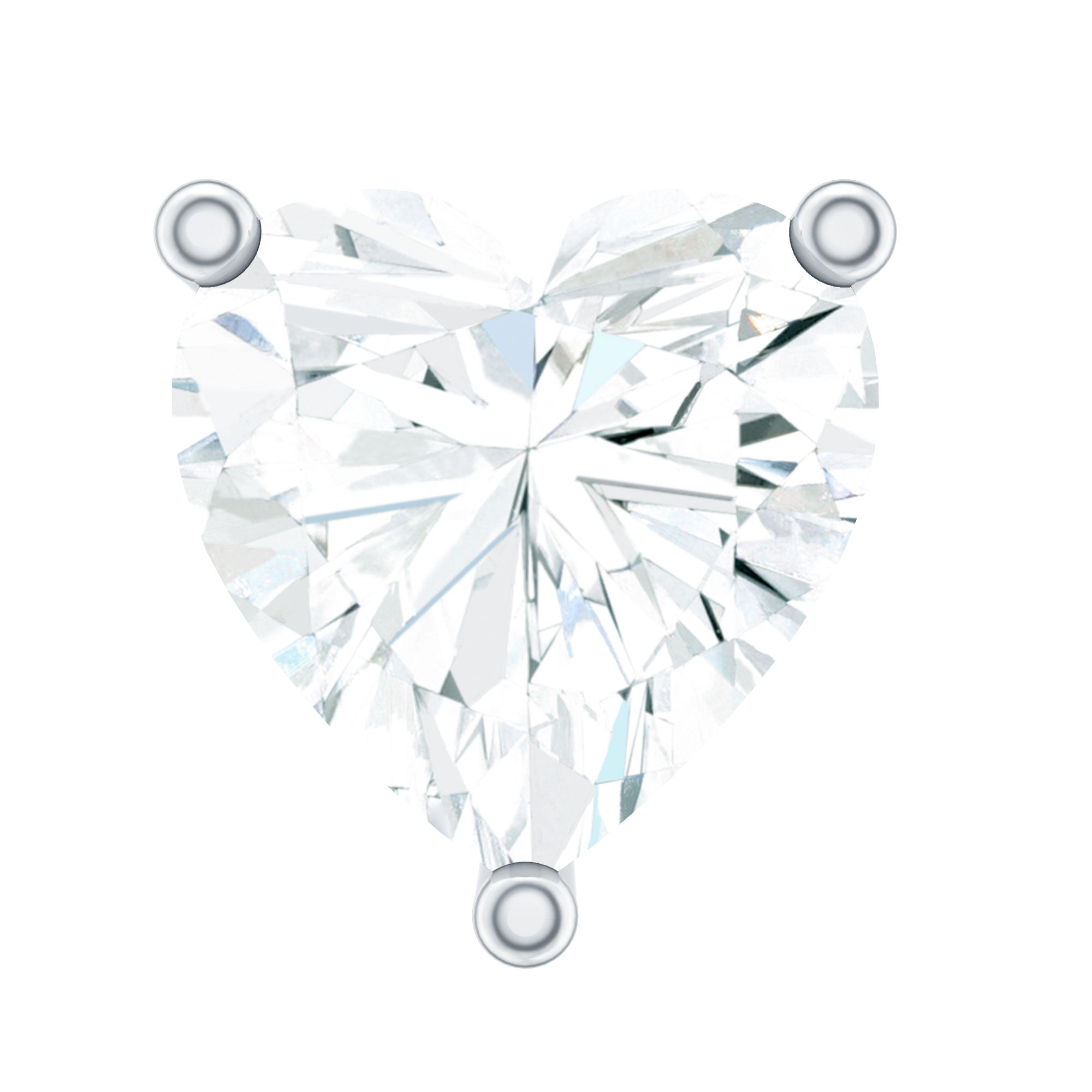 Solitaire Diamond Heart Earring with Flat Back Natural - ( HI-SI ) - Rosec Jewels
