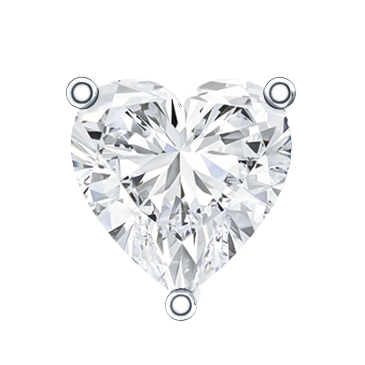 Solitaire Diamond Heart Earring with Flat Back Natural - ( HI-SI ) - Rosec Jewels