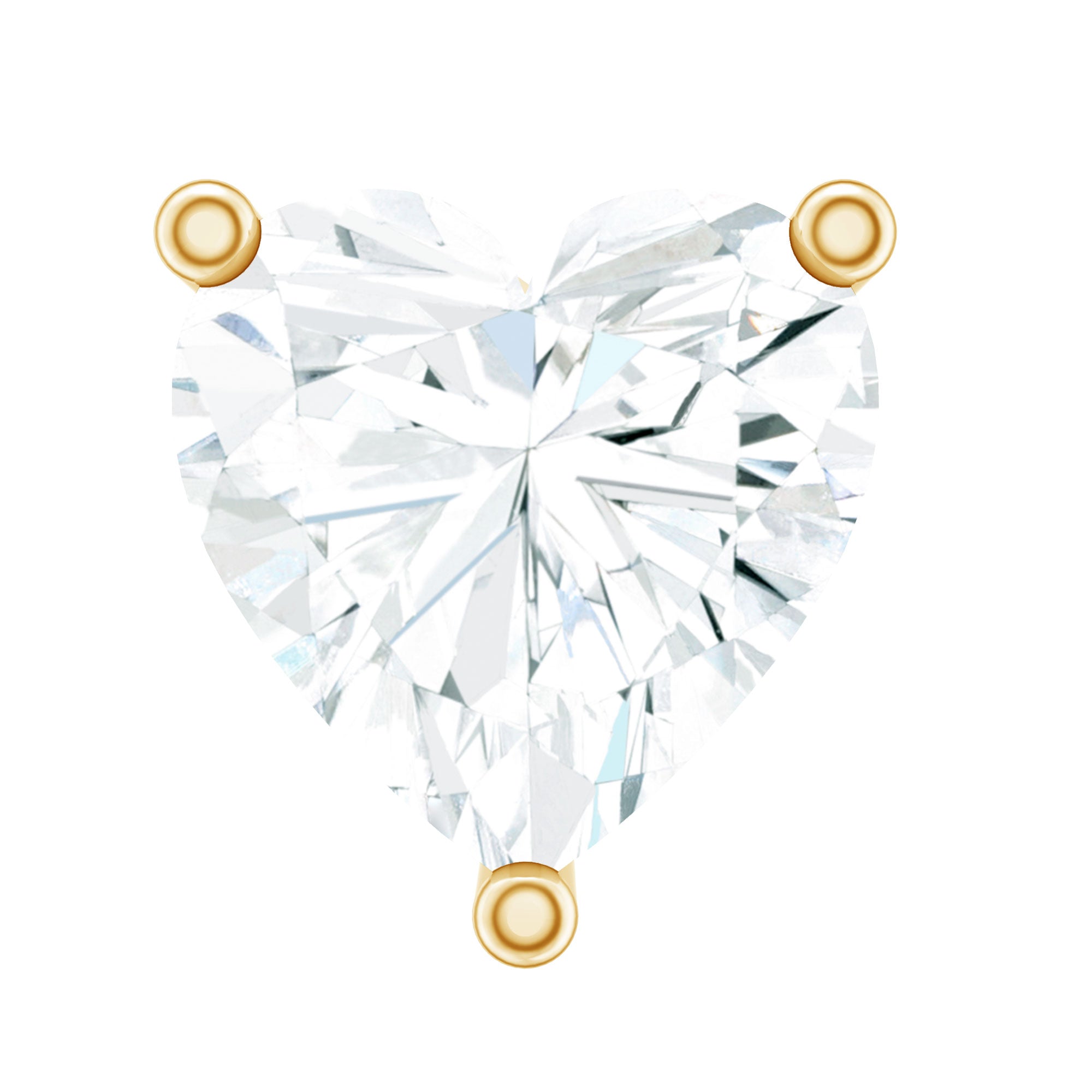 Solitaire Diamond Heart Earring with Flat Back Natural - ( HI-SI ) - Rosec Jewels