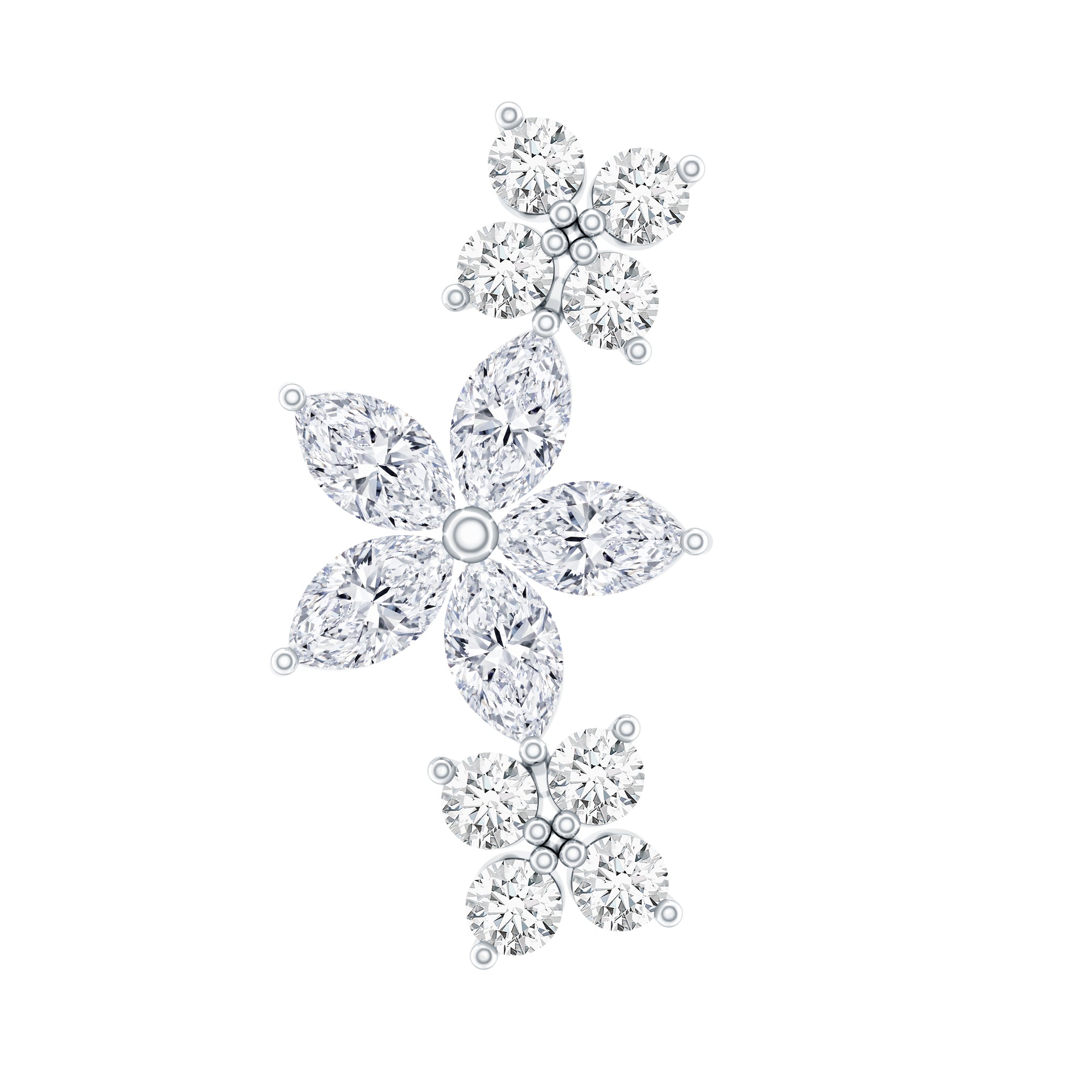 Cartilage Flower Crawler Earring with Diamond Natural - ( HI-SI ) - Rosec Jewels