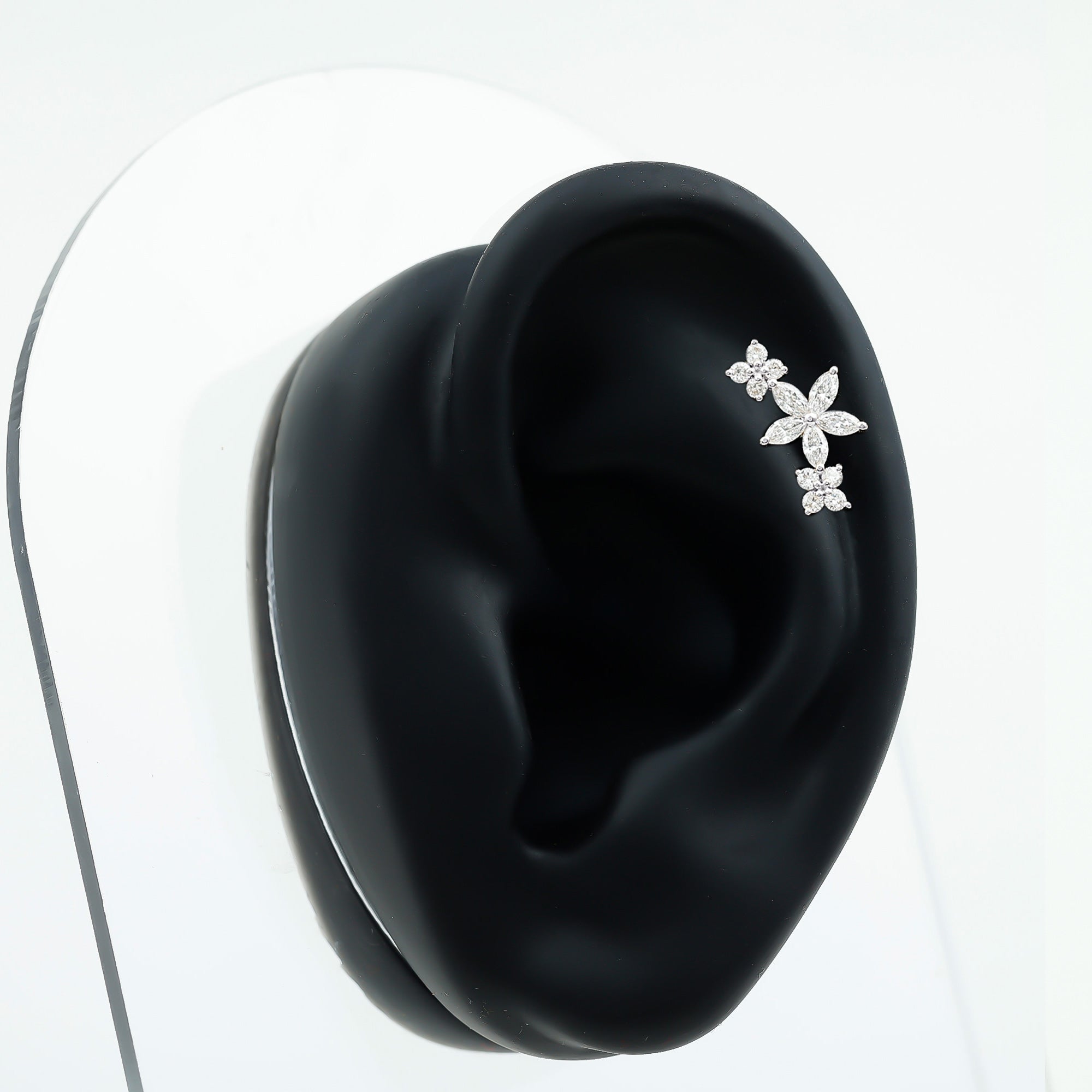 Cartilage Flower Crawler Earring with Diamond Natural - ( HI-SI ) - Rosec Jewels