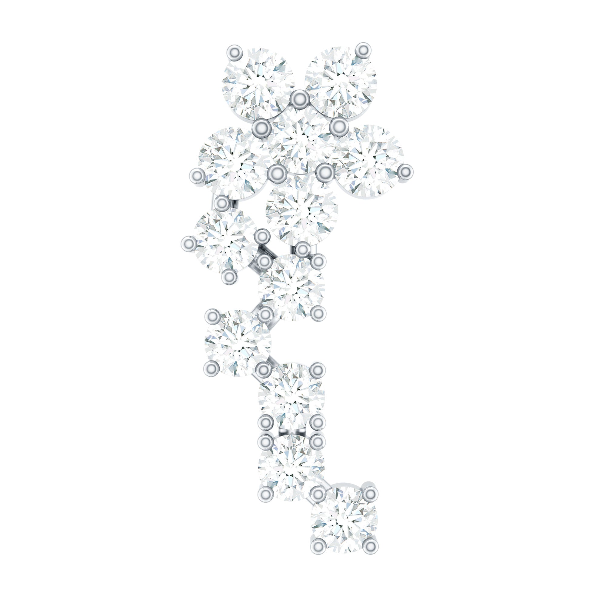 Diamond Floral Cluster Earring for Helix Piercing Natural - ( HI-SI ) - Rosec Jewels