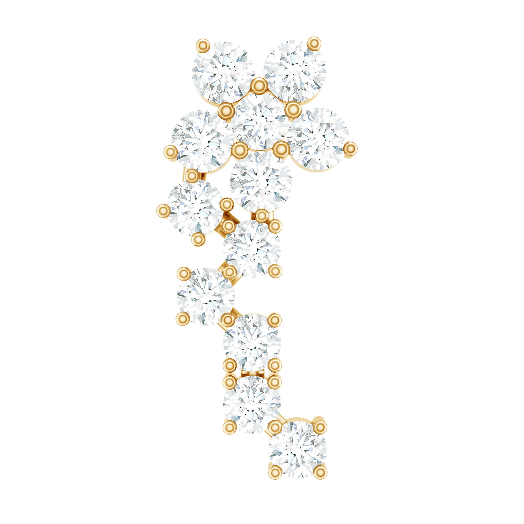 Diamond Floral Cluster Earring for Helix Piercing Natural - ( HI-SI ) - Rosec Jewels