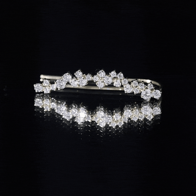 Diamond Cluster Climber Earring for Helix Piercing Natural - ( HI-SI ) - Rosec Jewels