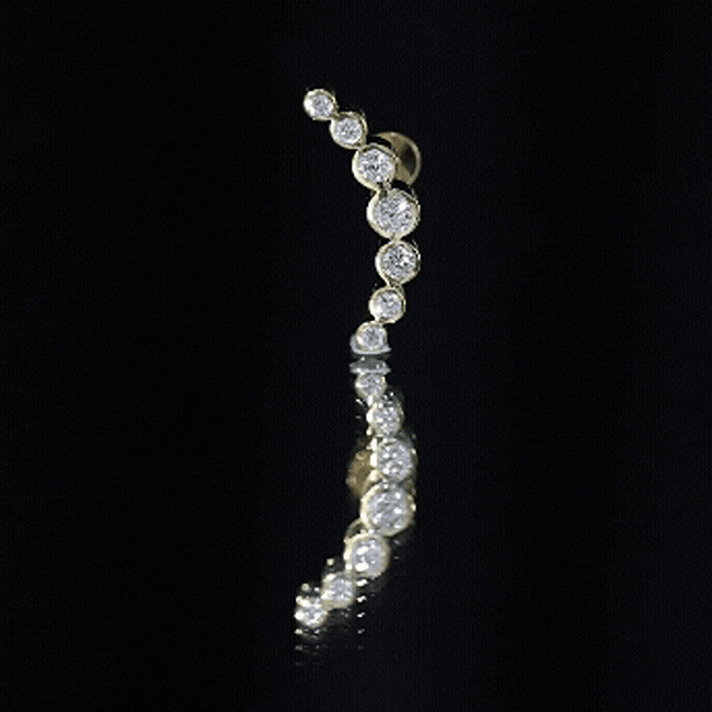 Graduated Diamond Crawler Helix Earring in Bezel Set Natural - ( HI-SI ) - Rosec Jewels