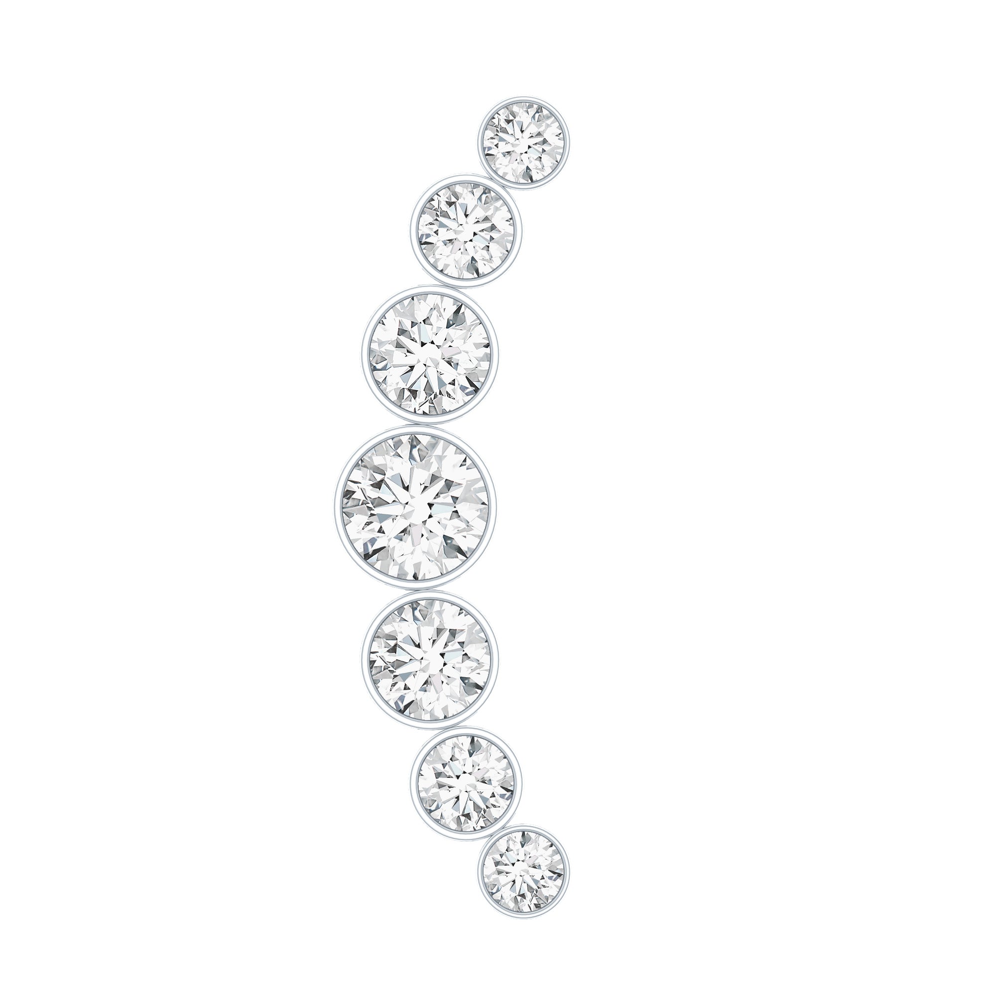 Graduated Diamond Crawler Helix Earring in Bezel Set Natural - ( HI-SI ) - Rosec Jewels