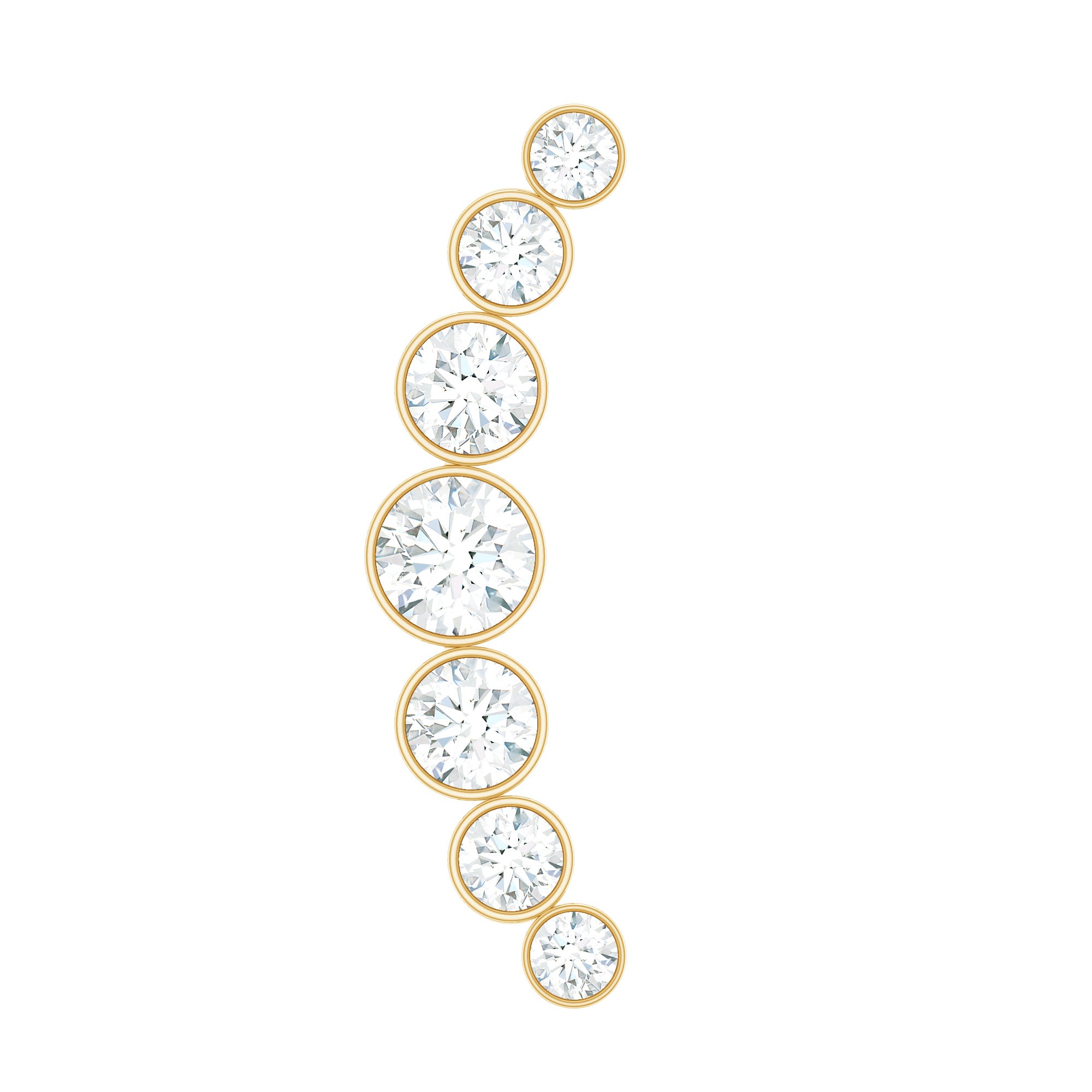 Graduated Diamond Crawler Helix Earring in Bezel Set Natural - ( HI-SI ) - Rosec Jewels