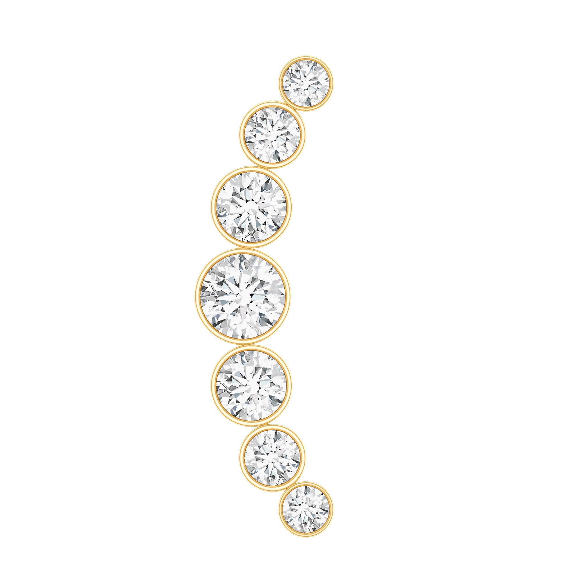 Graduated Diamond Crawler Helix Earring in Bezel Set Natural - ( HI-SI ) - Rosec Jewels