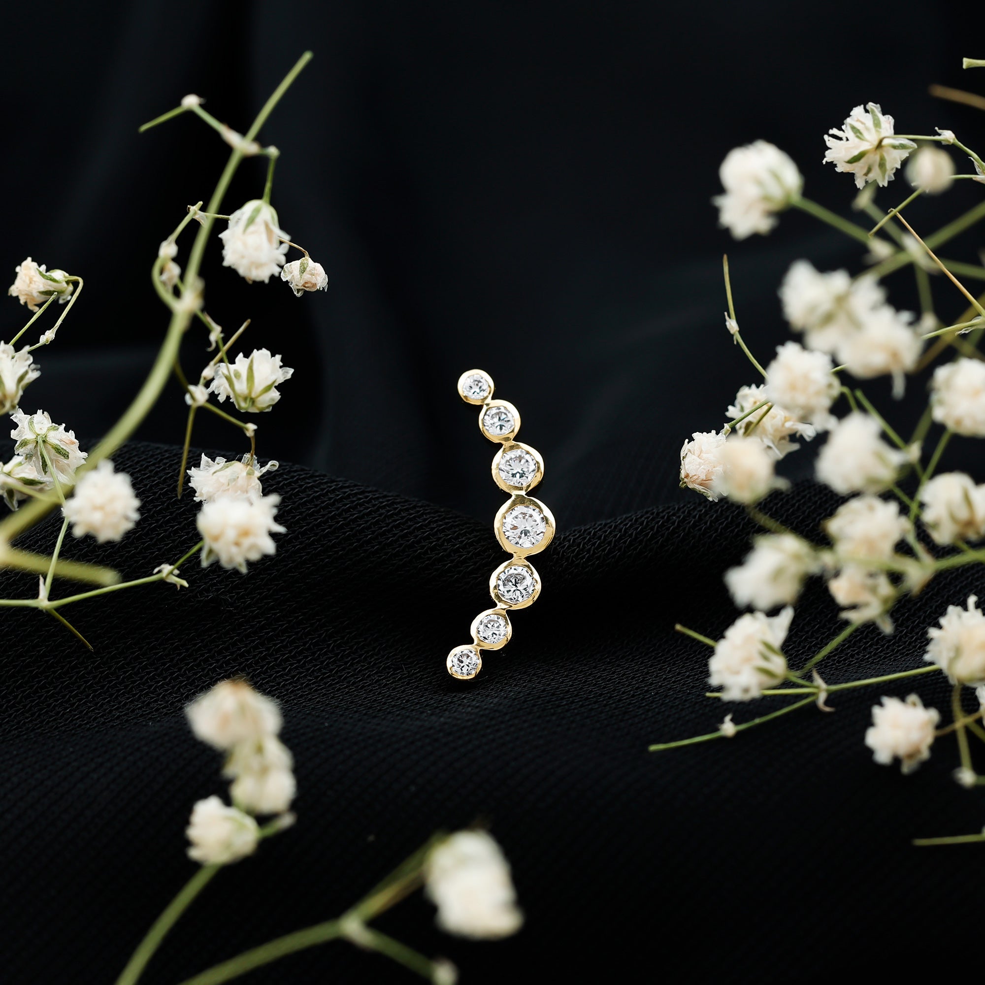 Graduated Diamond Crawler Helix Earring in Bezel Set Natural - ( HI-SI ) - Rosec Jewels
