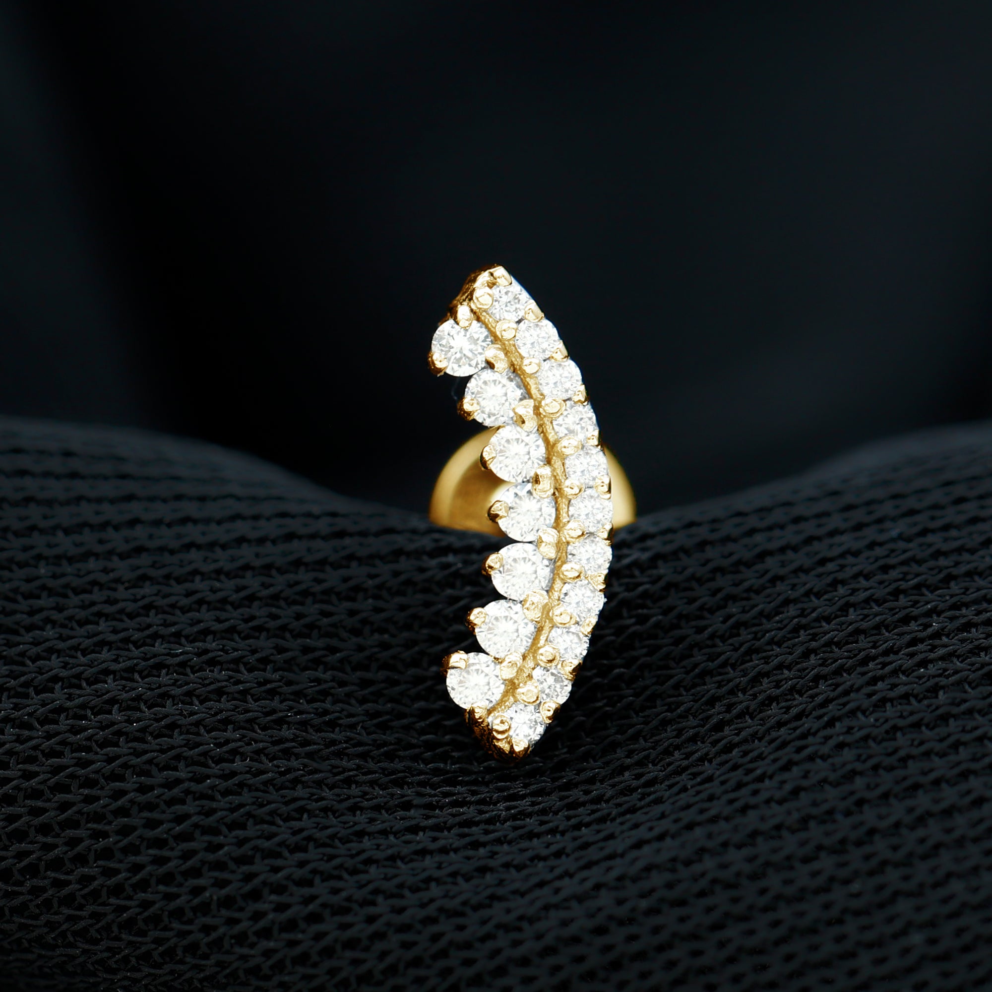 Certified Diamond Curved Cartilage Earring for Women Natural - ( HI-SI ) - Rosec Jewels