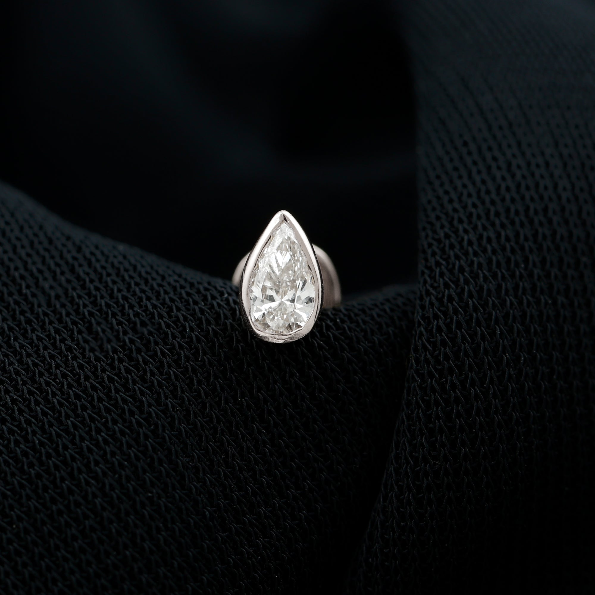 Pear Shape Diamond Solitaire Cartilage Earring Natural - ( HI-SI ) - Rosec Jewels