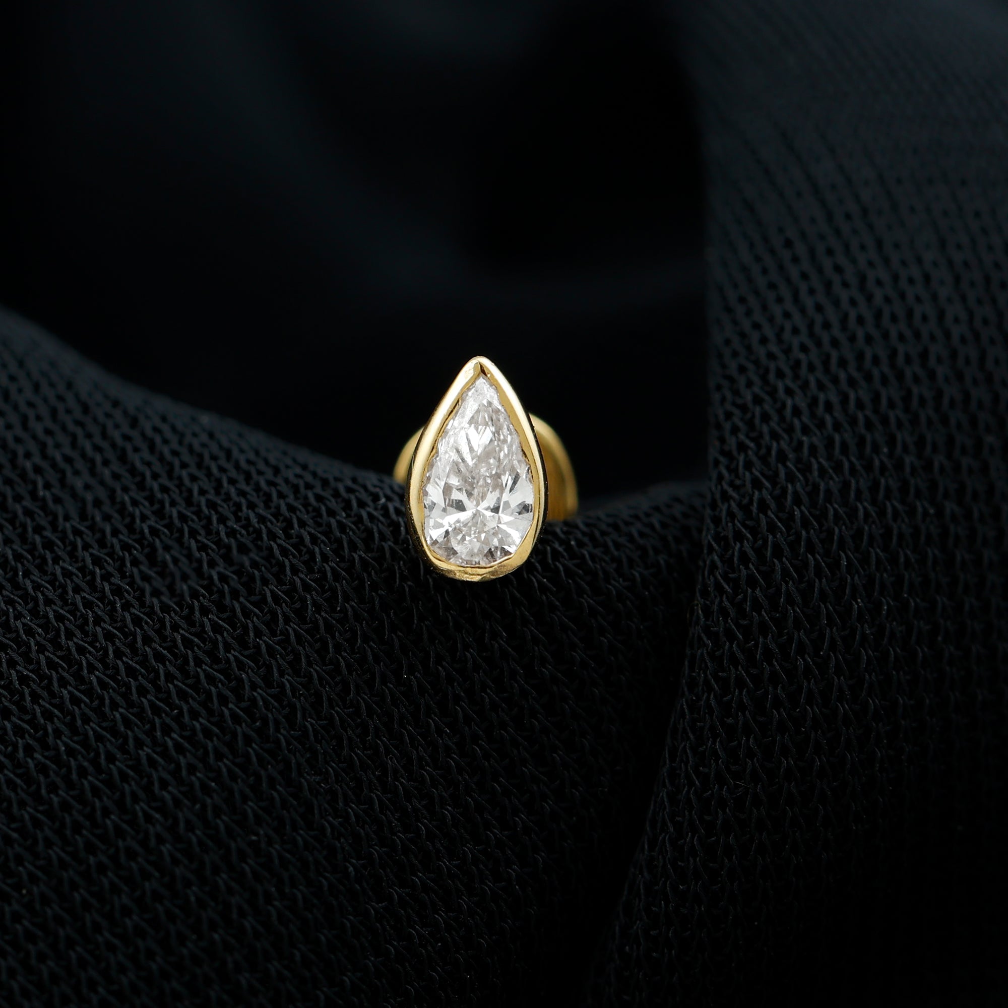 Pear Shape Diamond Solitaire Cartilage Earring Natural - ( HI-SI ) - Rosec Jewels