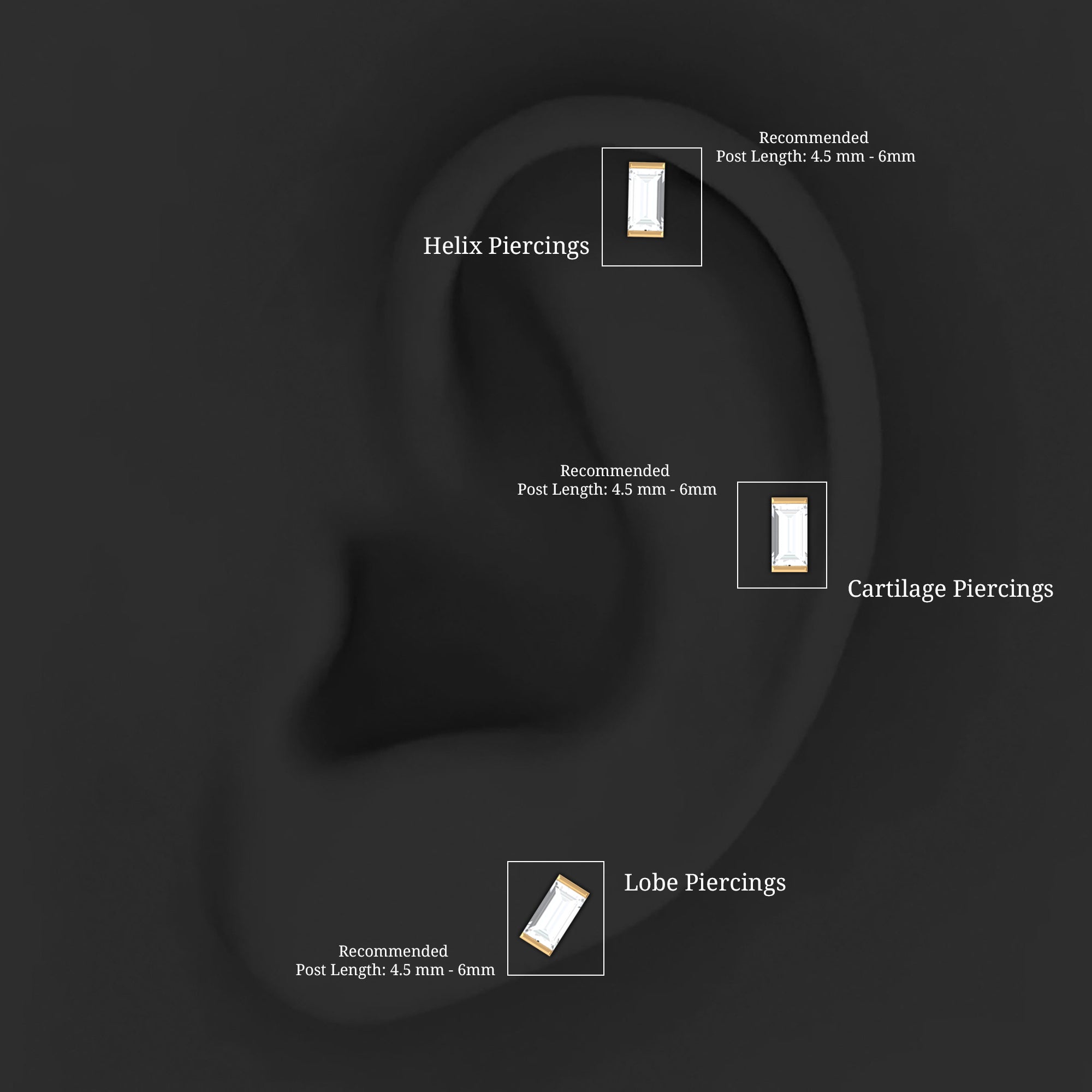 Rosec Jewels-Solitaire Baguette Diamond Earring for Tragus Piercing