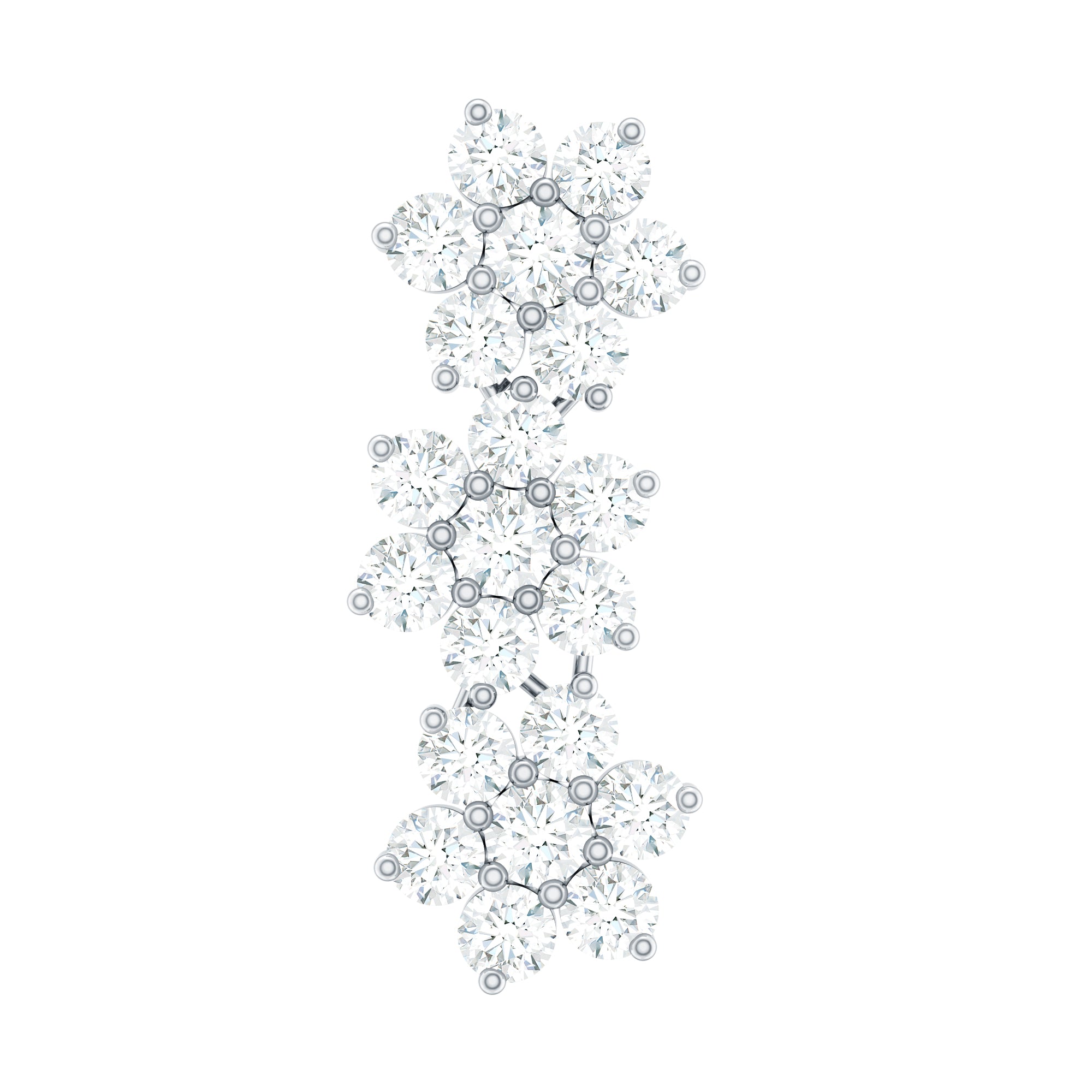 Diamond Three Flower Crawler Earring for Helix Piercing Natural - ( HI-SI ) - Rosec Jewels
