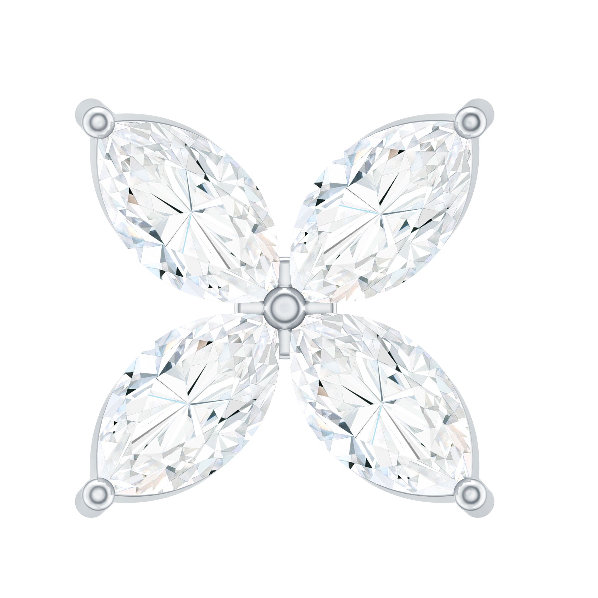 Marquise Four Petal Flower Cartilage Earring Natural - ( HI-SI ) - Rosec Jewels