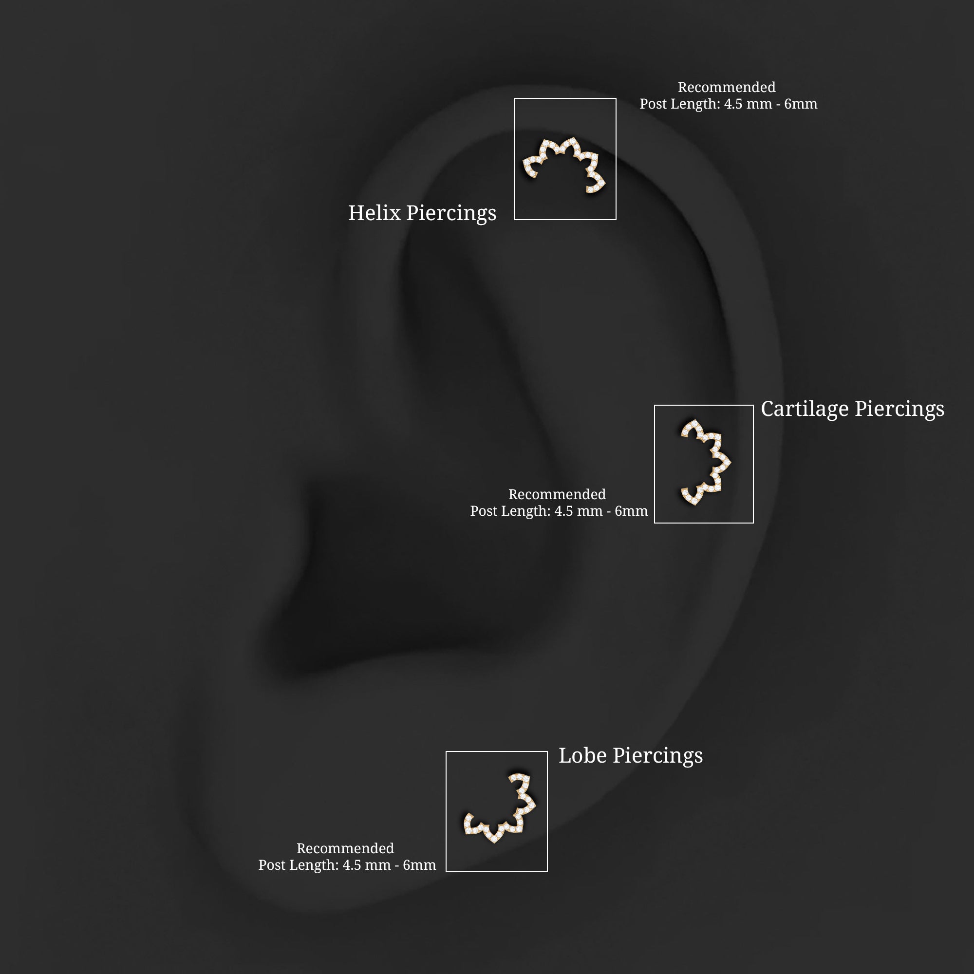 Certified Diamond Curved Floral Earring for Cartilage Piercing Natural - ( HI-SI ) - Rosec Jewels