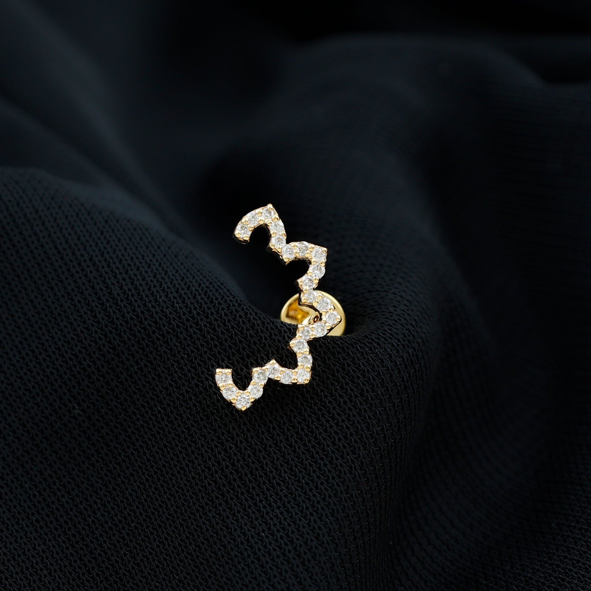 Certified Diamond Curved Floral Earring for Cartilage Piercing Natural - ( HI-SI ) - Rosec Jewels