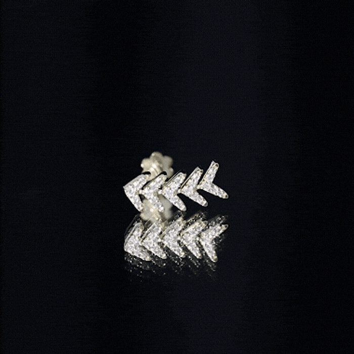 Minimalist Diamond Leaf Crawler Earring for Helix Piercing Natural - ( HI-SI ) - Rosec Jewels