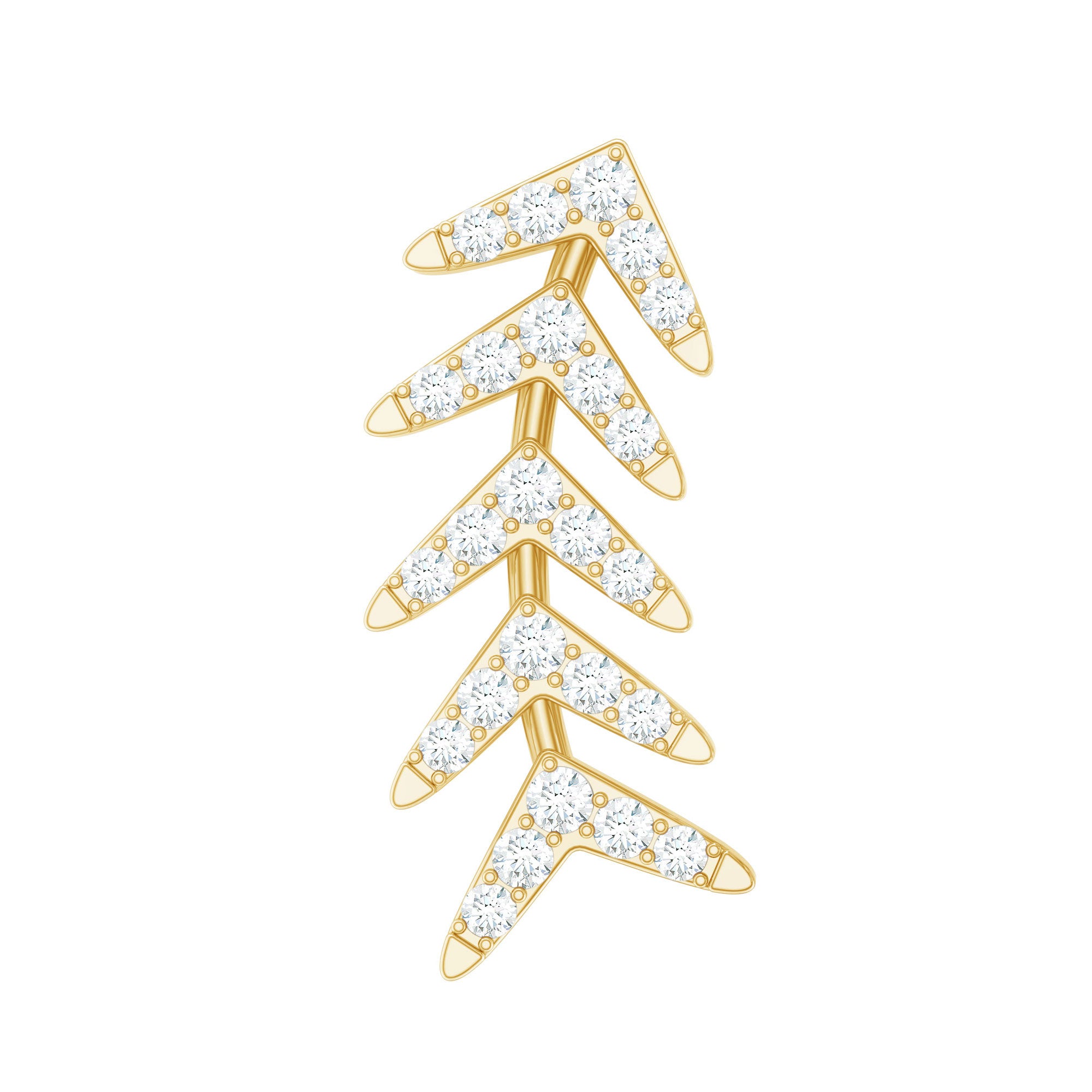 Minimalist Diamond Leaf Crawler Earring for Helix Piercing Natural - ( HI-SI ) - Rosec Jewels