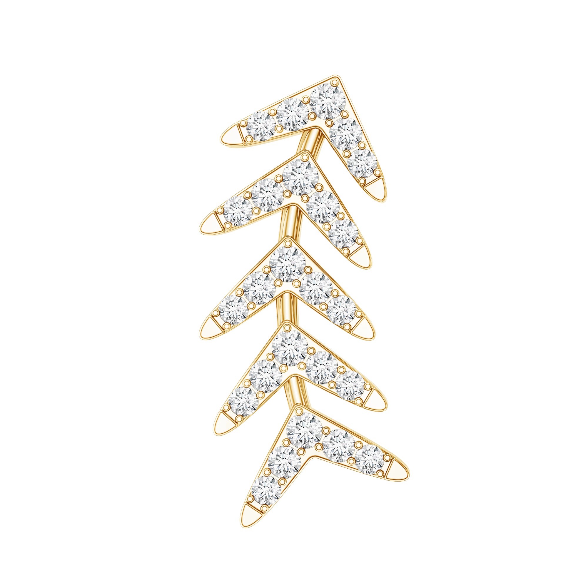 Minimalist Diamond Leaf Crawler Earring for Helix Piercing Natural - ( HI-SI ) - Rosec Jewels