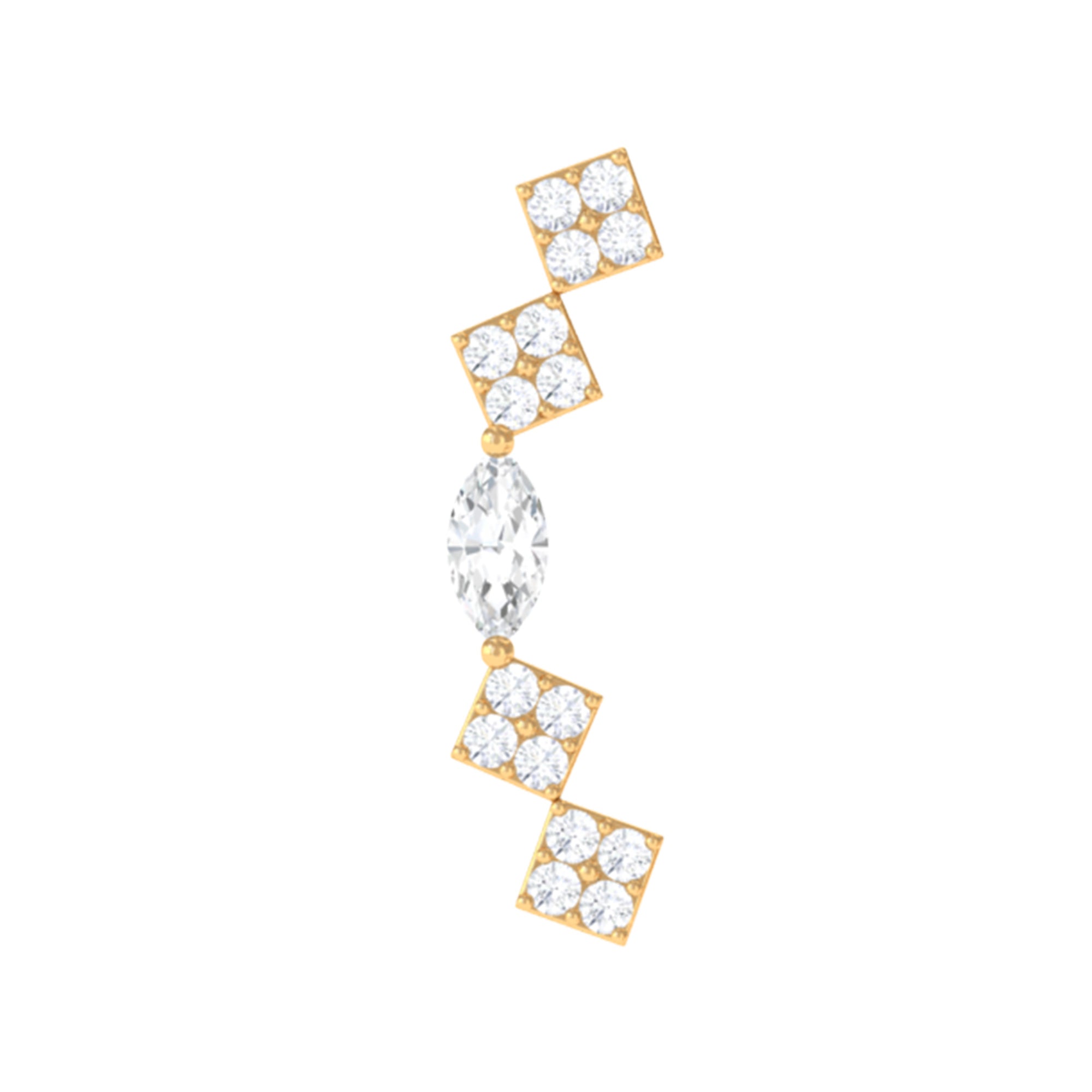 Elegant Diamond Ear Crawler Earring for Helix Piercing Natural - ( HI-SI ) - Rosec Jewels