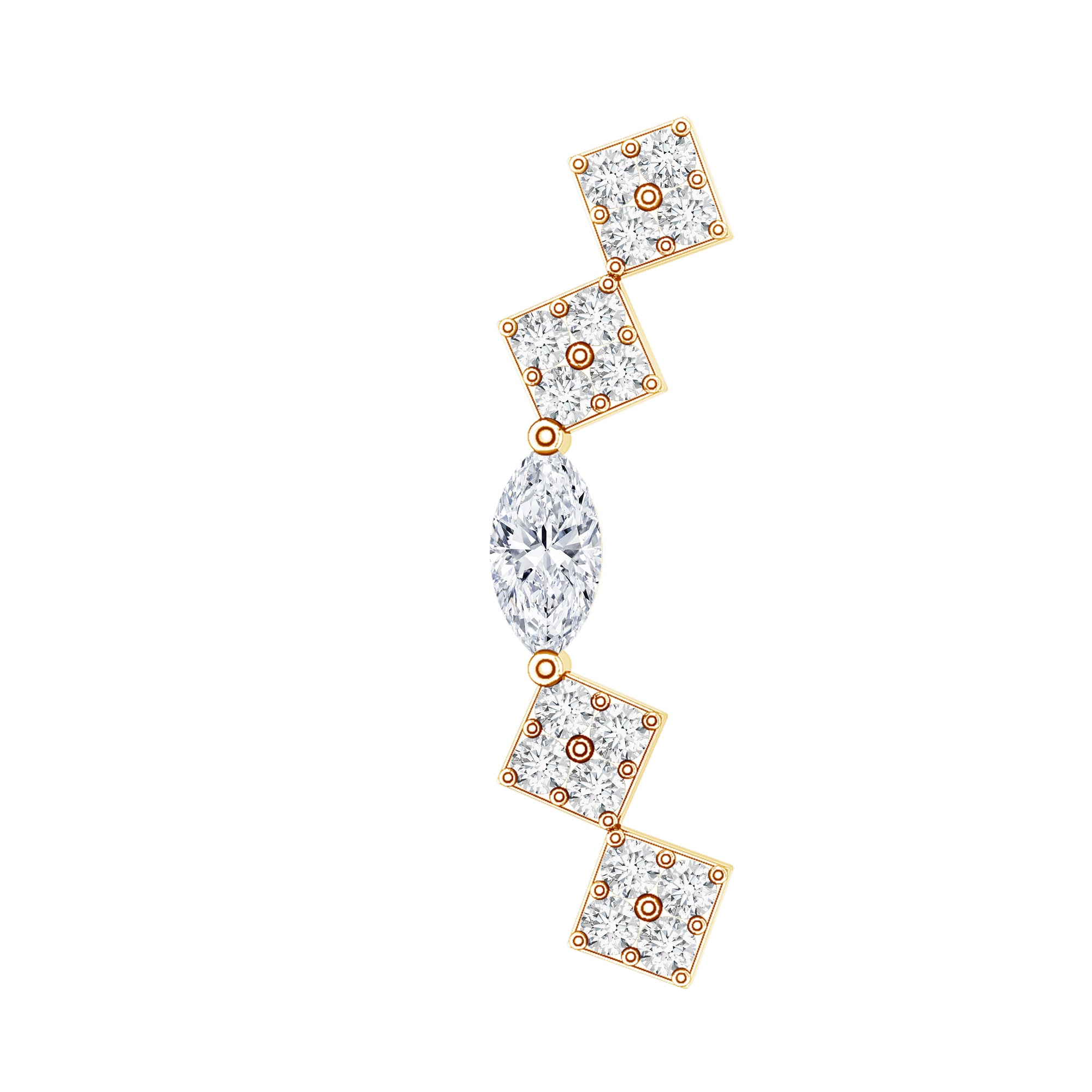 Elegant Diamond Ear Crawler Earring for Helix Piercing Natural - ( HI-SI ) - Rosec Jewels