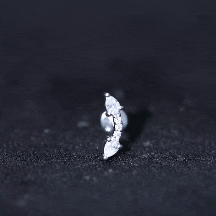Pear Shape Diamond Curved Helix Earring Natural - ( HI-SI ) - Rosec Jewels