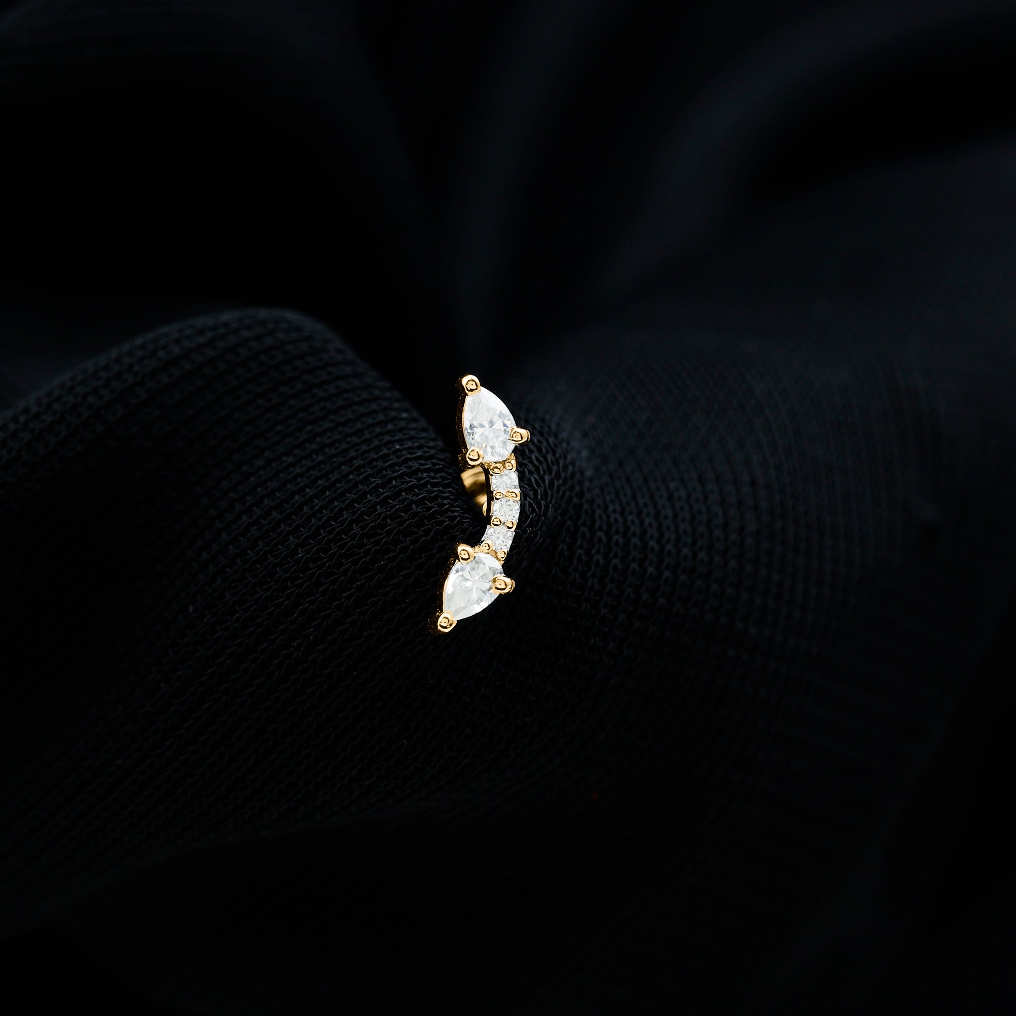 Pear Shape Diamond Curved Helix Earring Natural - ( HI-SI ) - Rosec Jewels