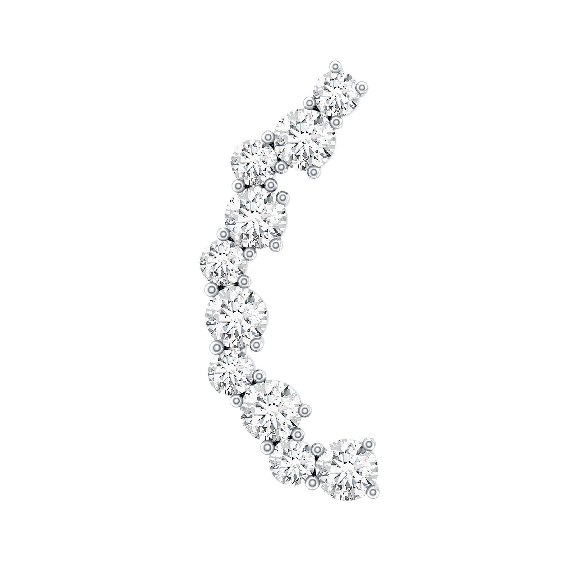 Certified Diamond Curved Crawler Earring for Women Natural - ( HI-SI ) - Rosec Jewels
