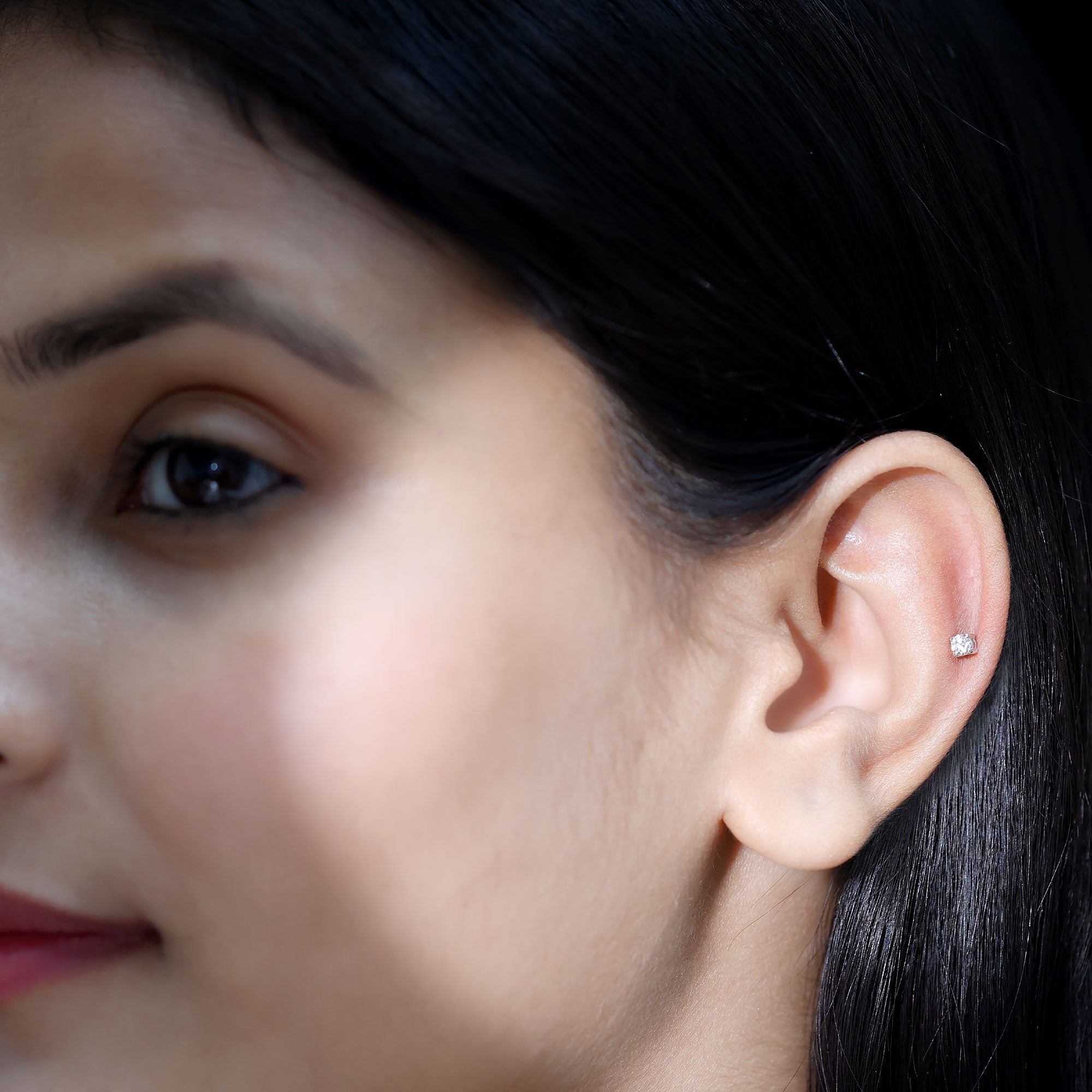 Minimalist Diamond Solitaire Conch Earring Natural - ( HI-SI ) - Rosec Jewels