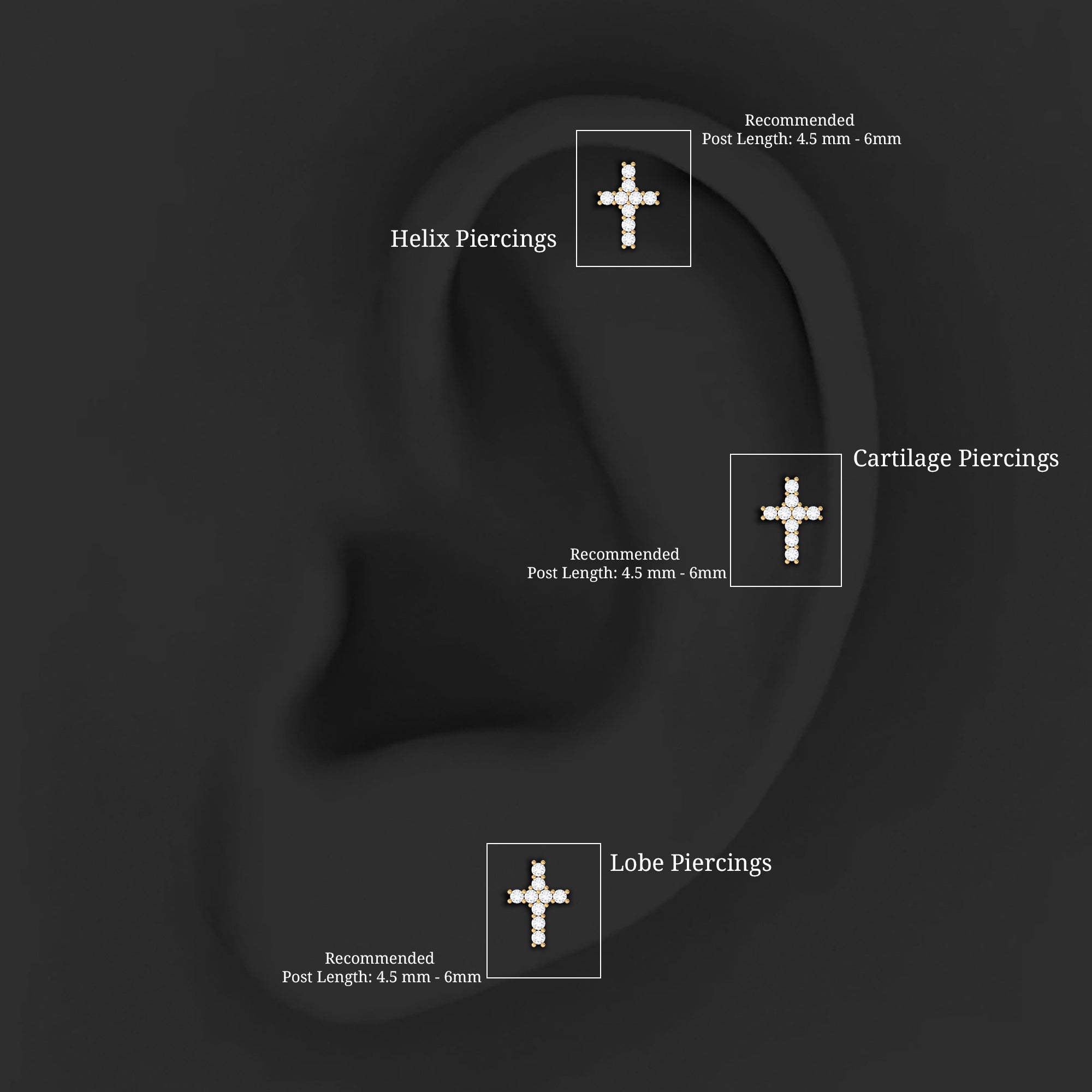 Minimalist Diamond Cross Cartilage Earring Natural - ( HI-SI ) - Rosec Jewels