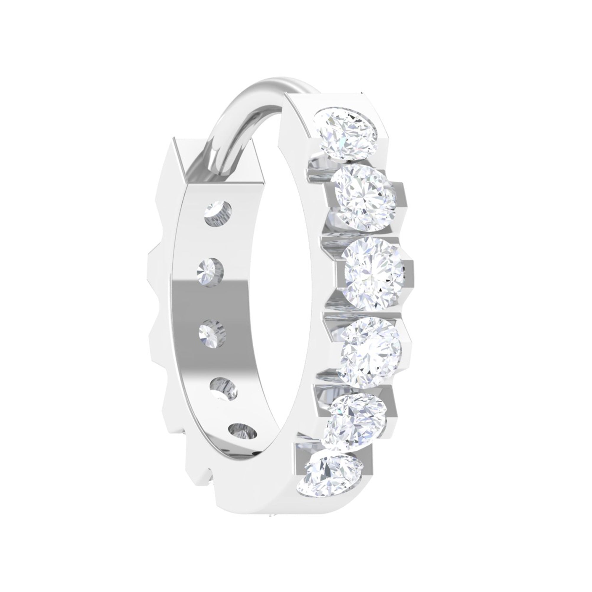 Certified Diamond Helix Huggie Hoop Earring Natural - ( HI-SI ) - Rosec Jewels