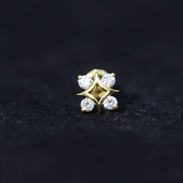 Round Cut Diamond Star Earring for Helix Piercing Natural - ( HI-SI ) - Rosec Jewels