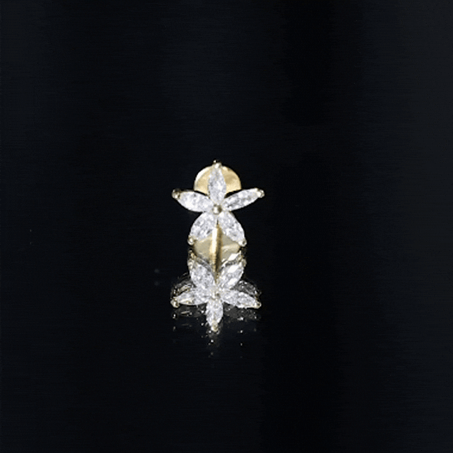 Marquise Diamond Floral Upper Lobe Earring Natural - ( HI-SI ) - Rosec Jewels