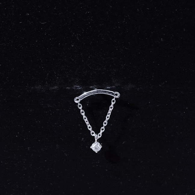 Single Diamond Hidden Helix Earring with Chain Natural - ( HI-SI ) - Rosec Jewels