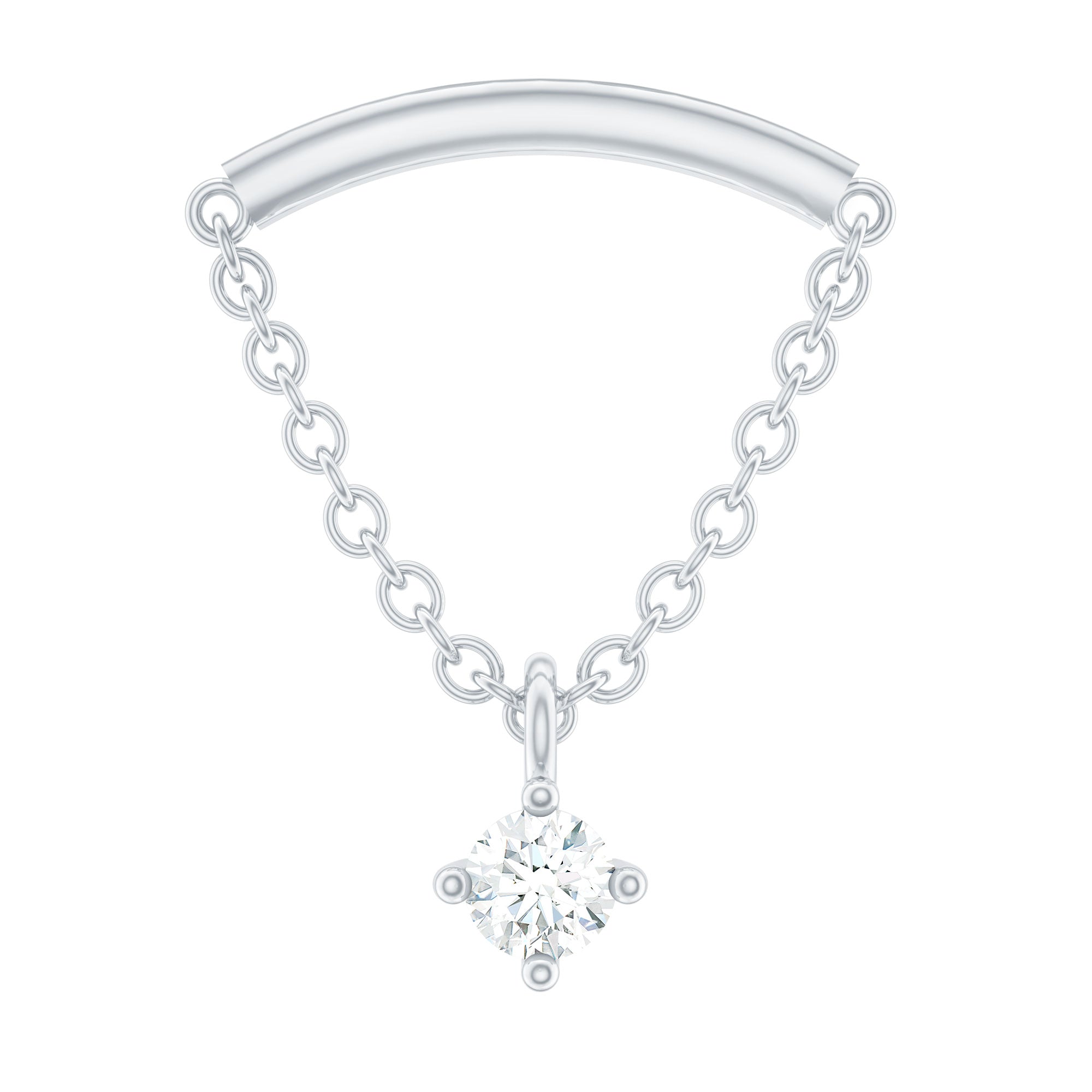 Single Diamond Hidden Helix Earring with Chain Natural - ( HI-SI ) - Rosec Jewels