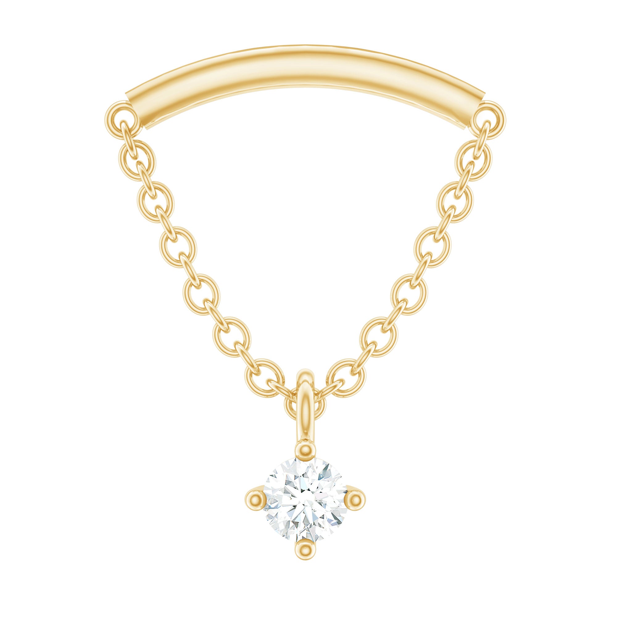 Single Diamond Hidden Helix Earring with Chain Natural - ( HI-SI ) - Rosec Jewels