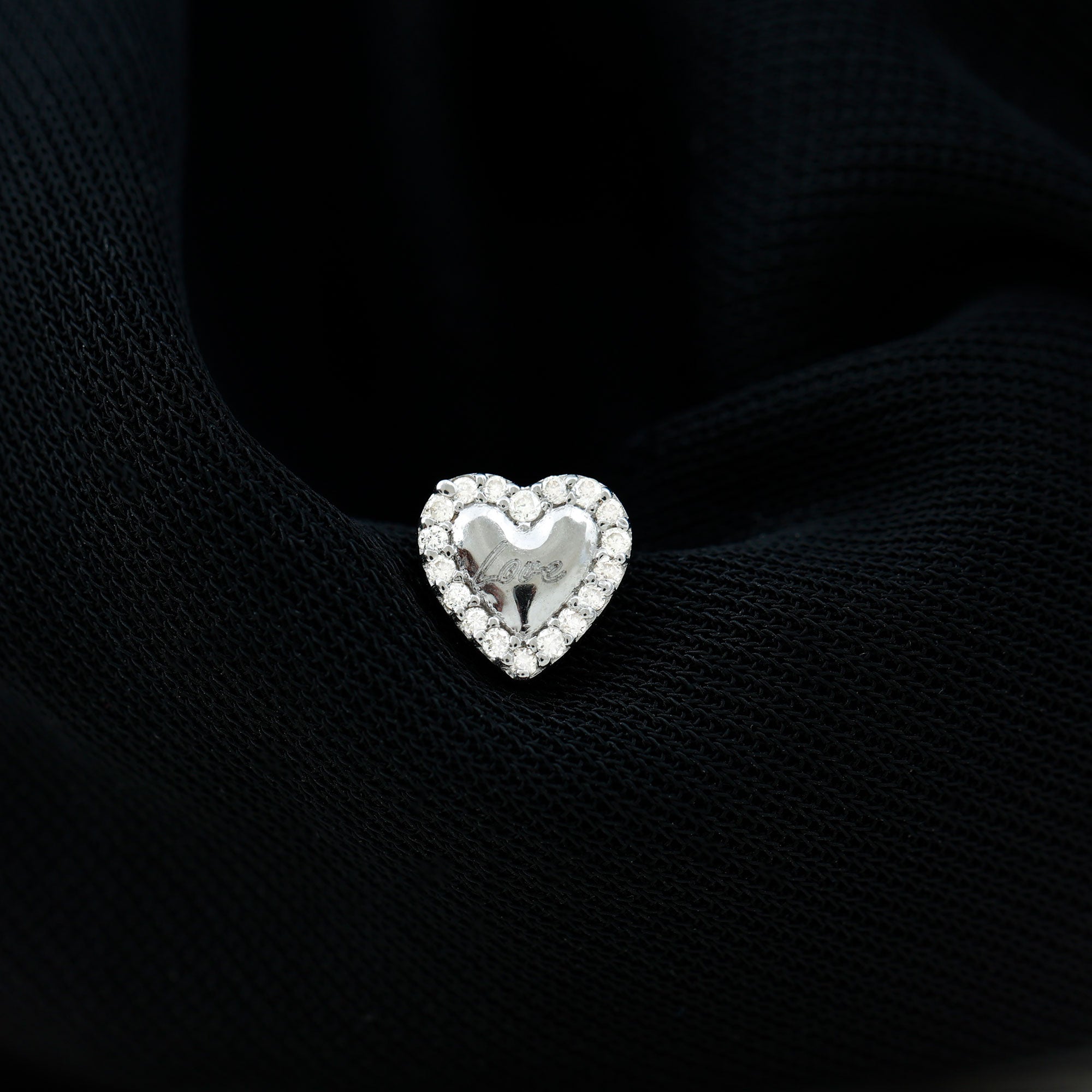 Cute Diamond Love Heart Earring for Helix Piercing Natural - ( HI-SI ) - Rosec Jewels