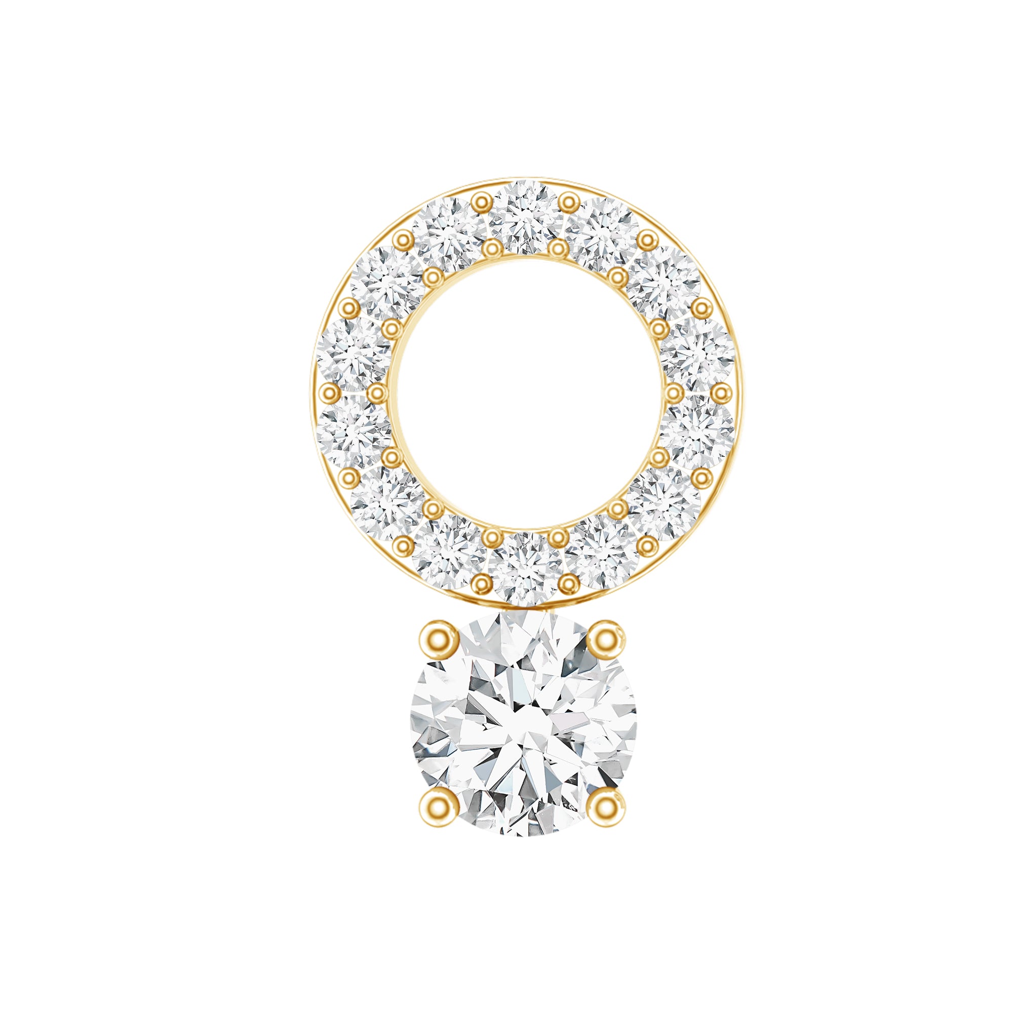 Minimalist Diamond Open Circle Helix Earring Natural - ( HI-SI ) - Rosec Jewels