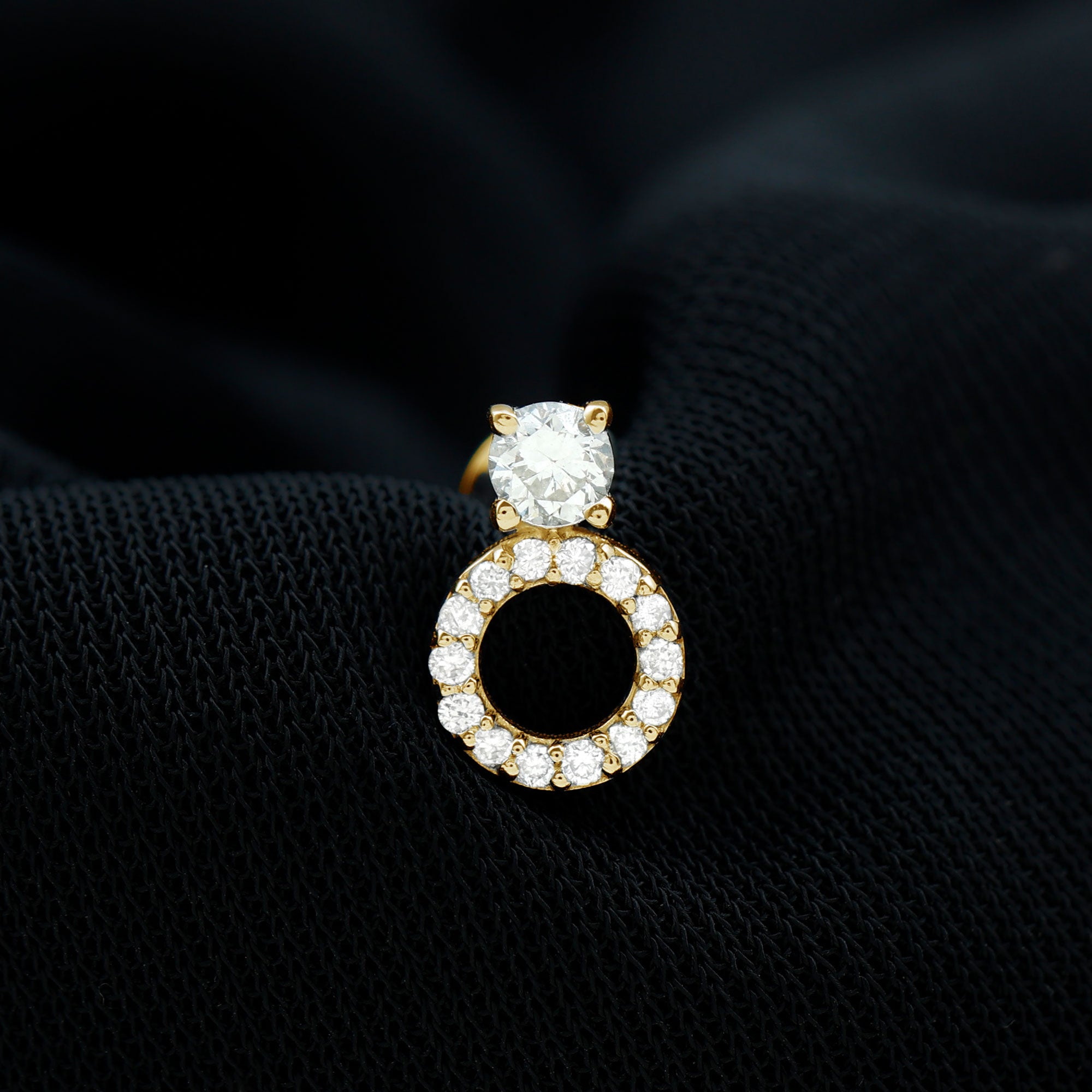 Minimalist Diamond Open Circle Helix Earring Natural - ( HI-SI ) - Rosec Jewels