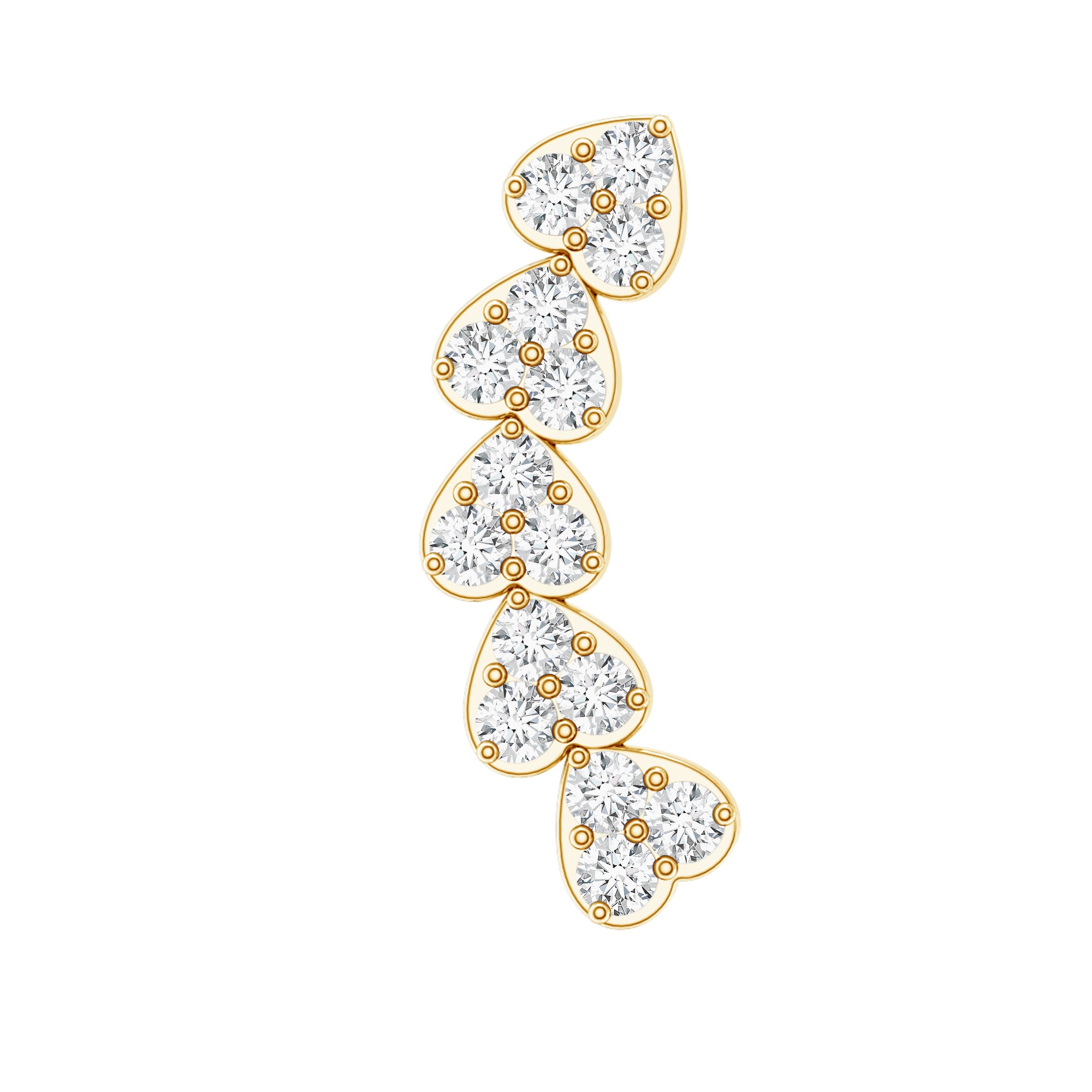 Diamond Heart Crawler Earring for Helix Piercing Natural - ( HI-SI ) - Rosec Jewels