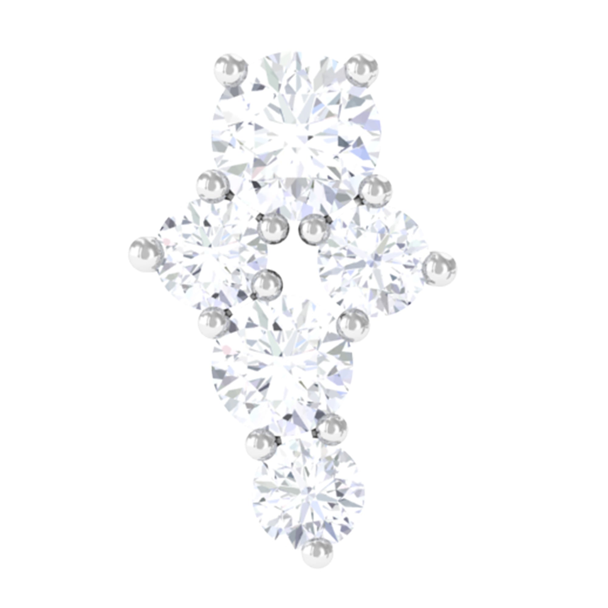Certified Diamond Cluster Cartilage Piercing Earring Natural - ( HI-SI ) - Rosec Jewels