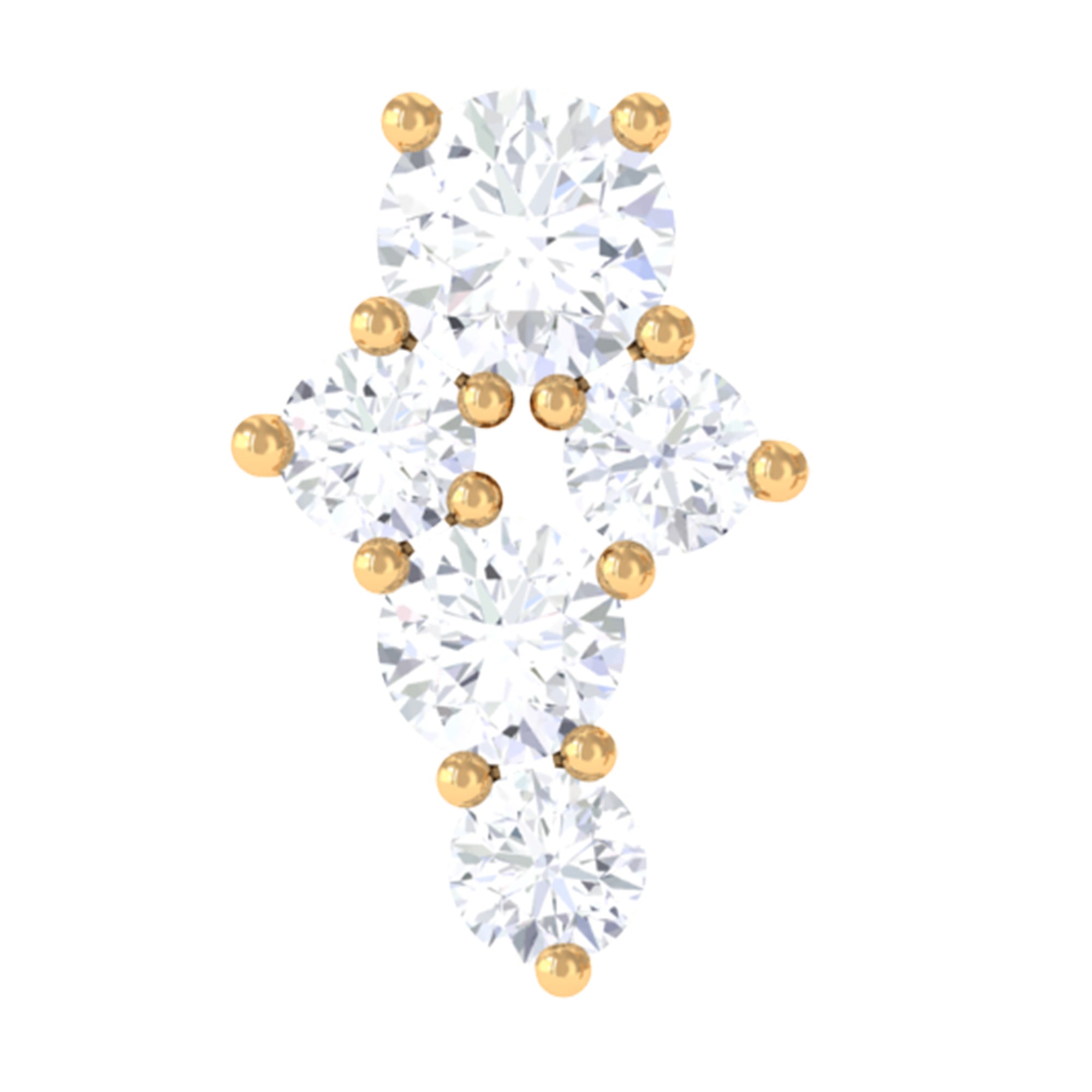 Certified Diamond Cluster Cartilage Piercing Earring Natural - ( HI-SI ) - Rosec Jewels
