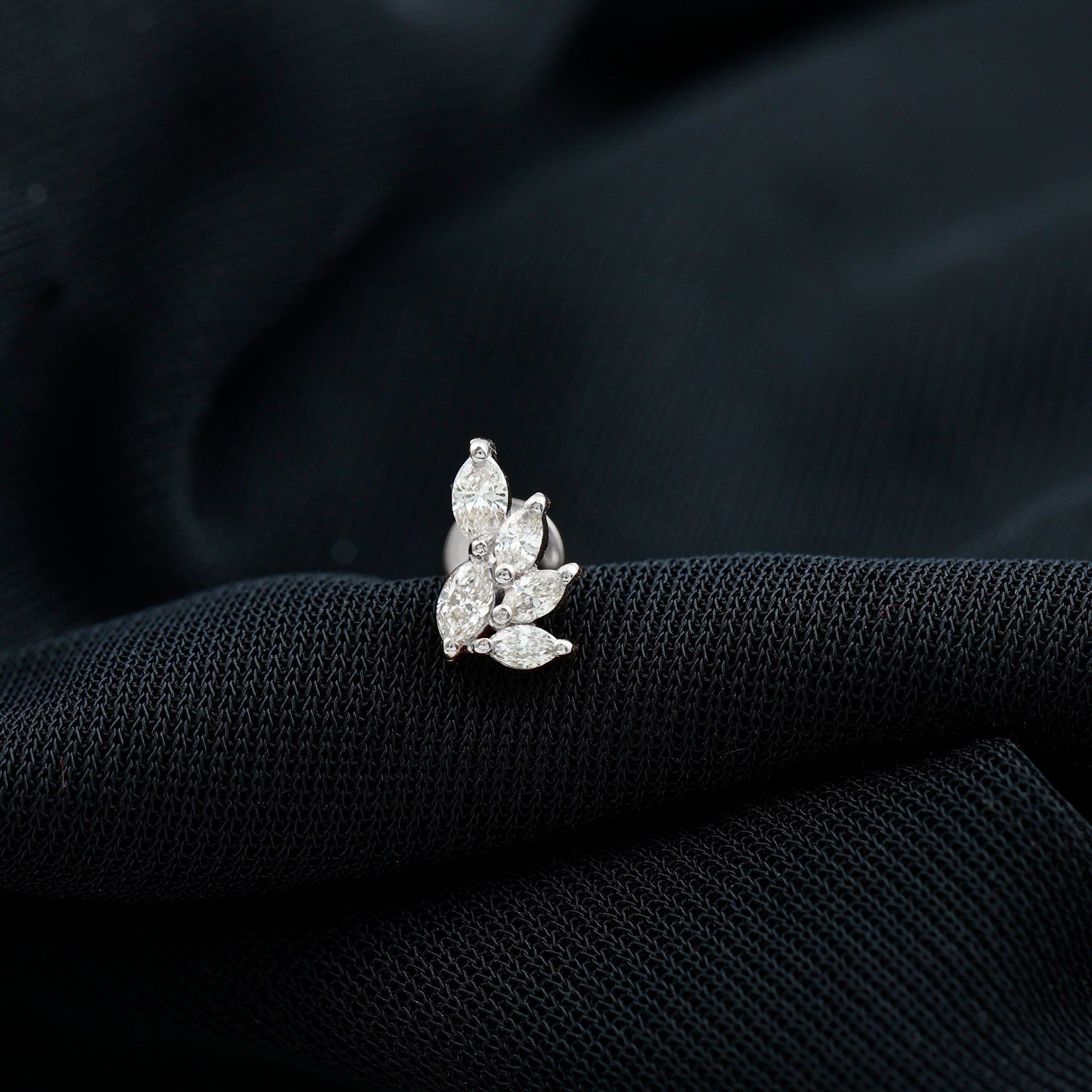 Nature Inspired Marquise Diamond Cluster Earring for Helix Natural - ( HI-SI ) - Rosec Jewels