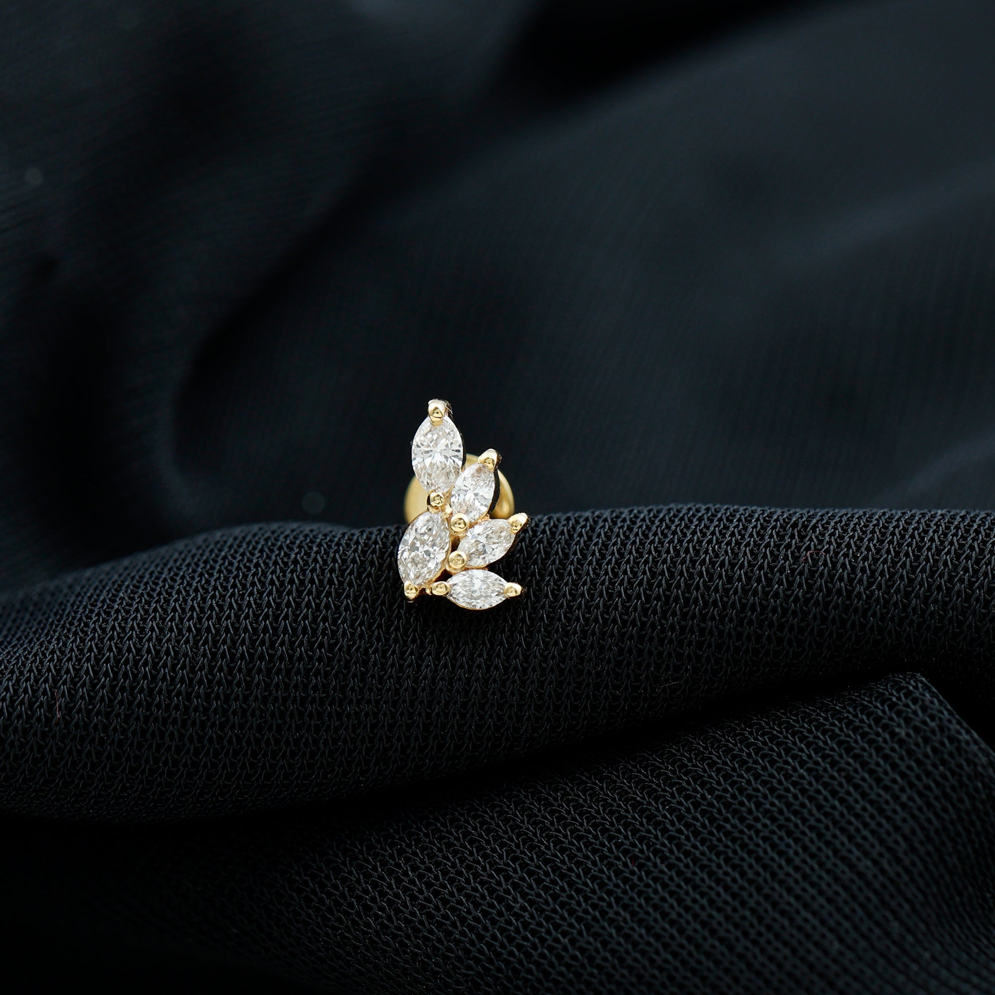 Nature Inspired Marquise Diamond Cluster Earring for Helix Natural - ( HI-SI ) - Rosec Jewels
