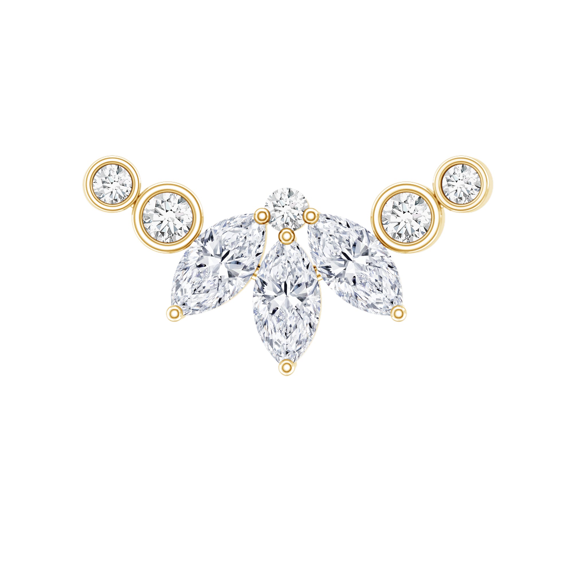 Marquise Diamond Crawler Earring for Cartilage Piercing Natural - ( HI-SI ) - Rosec Jewels